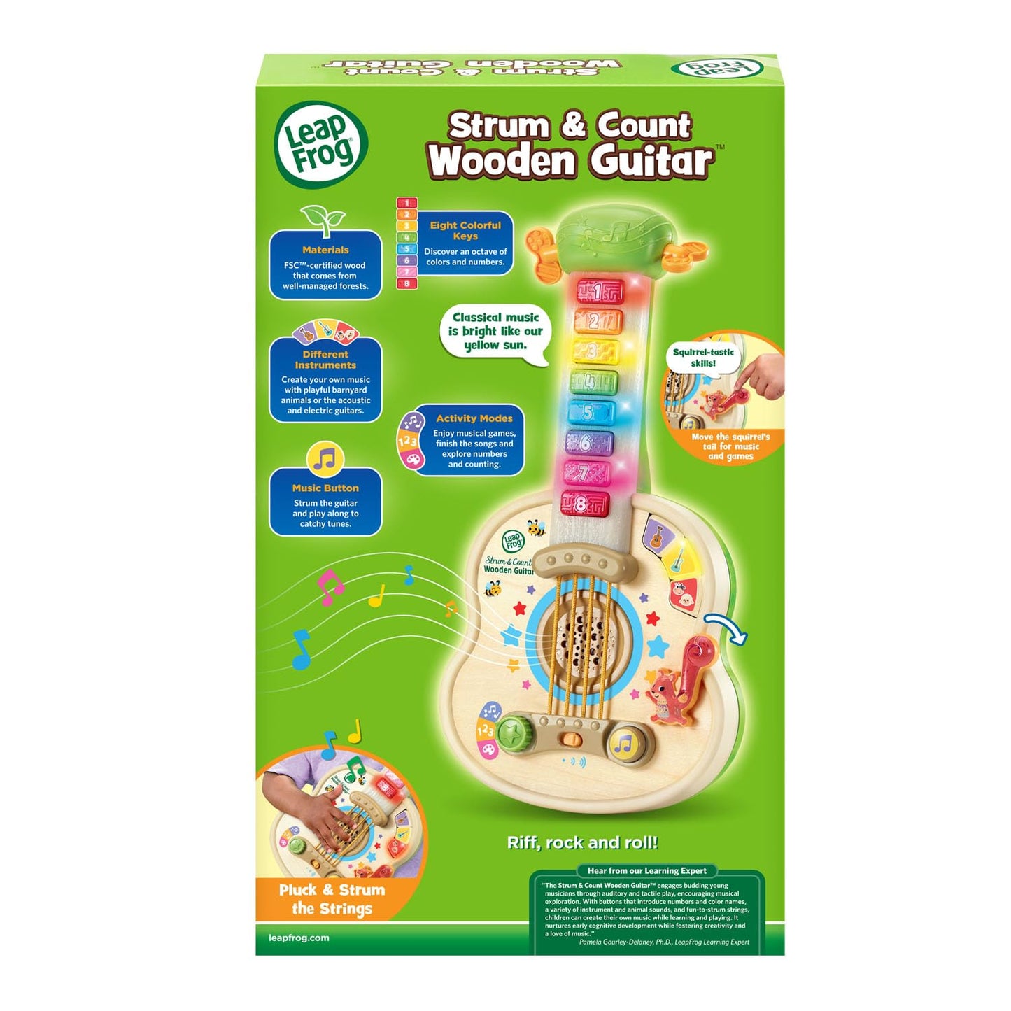LeapFrog Strum and Count Wooden Guitar – Interactive Musical Toy for Toddlers
