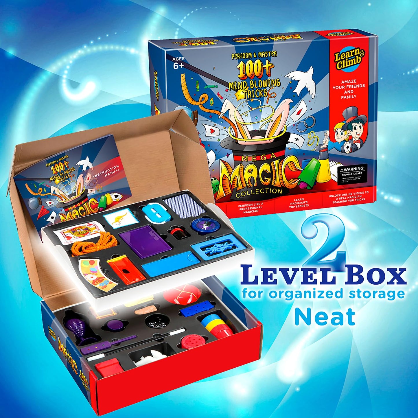 Mega Magic Kit for Kids by Learn & Climb – 28 Props, Tutorial Videos & Hundreds of Tricks (Ages 6-12)