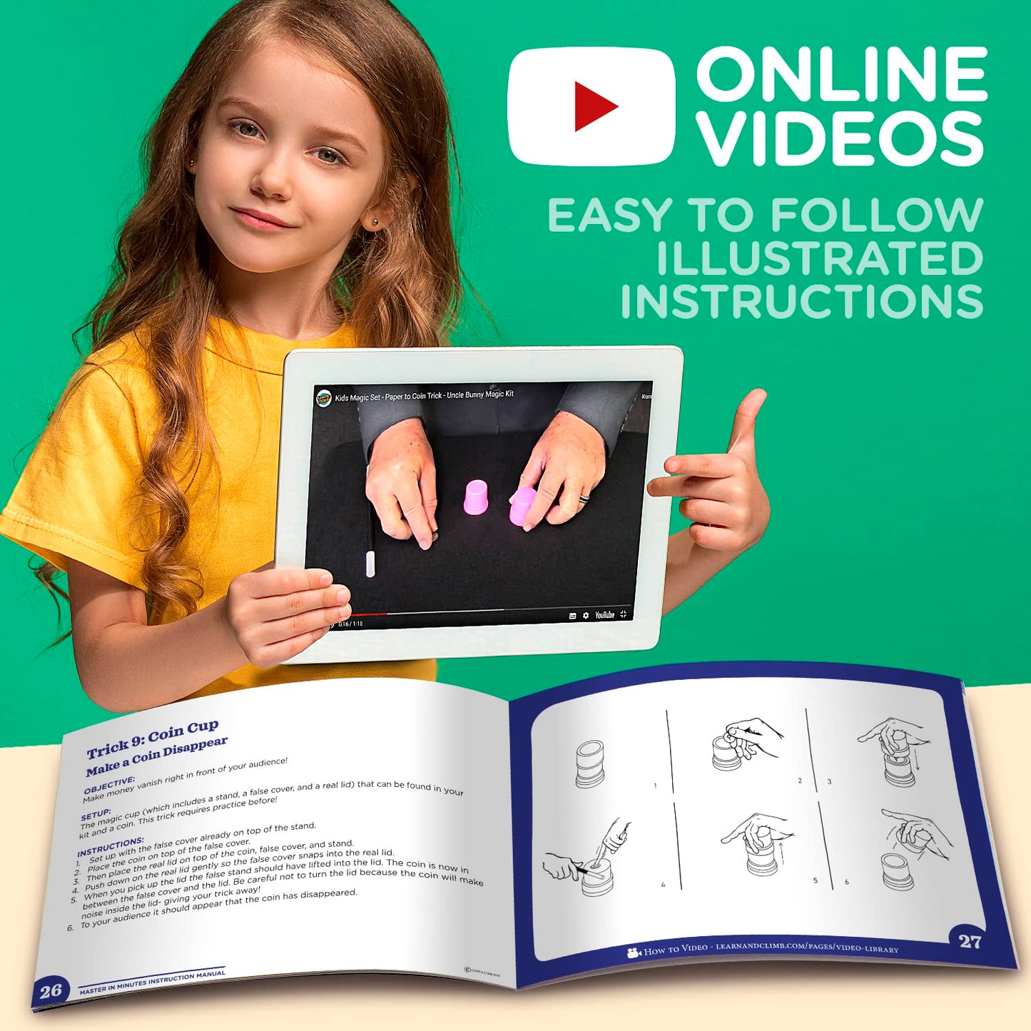 Mega Magic Kit for Kids by Learn & Climb – 28 Props, Tutorial Videos & Hundreds of Tricks (Ages 6-12)