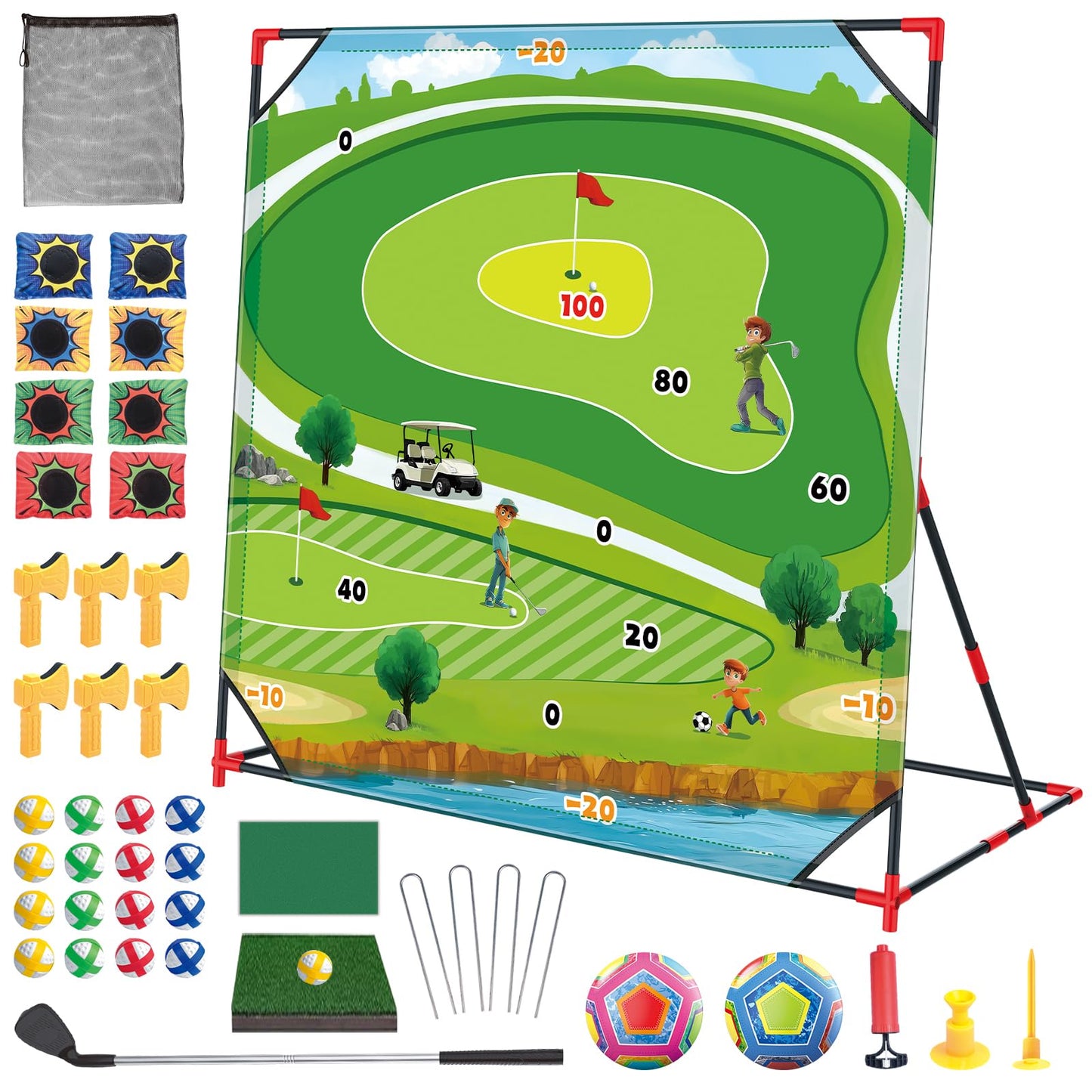 Learn2M Golf Game Set for Kids & Teens – Outdoor Backyard Golf, Darts, Bean Bags & More