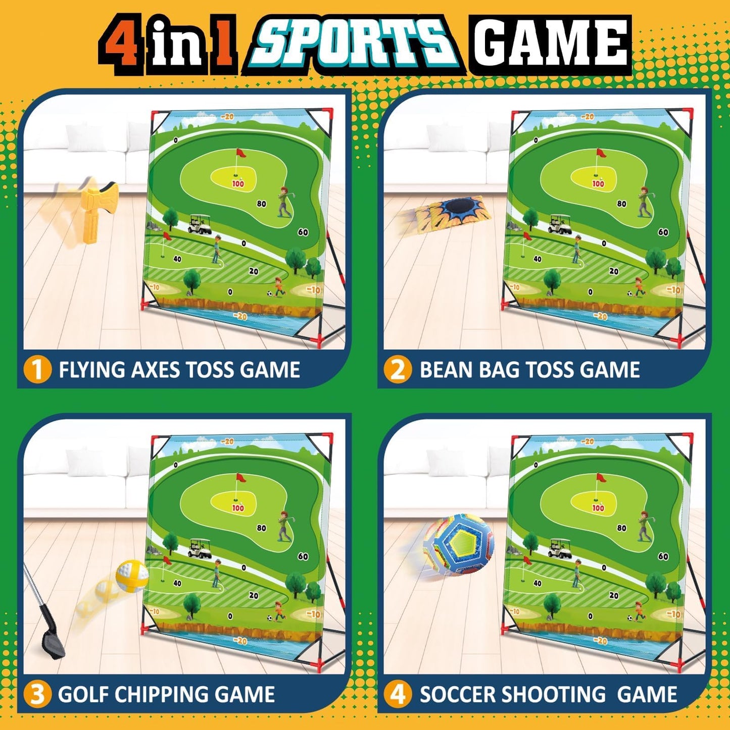 Learn2M Golf Game Set for Kids & Teens – Outdoor Backyard Golf, Darts, Bean Bags & More