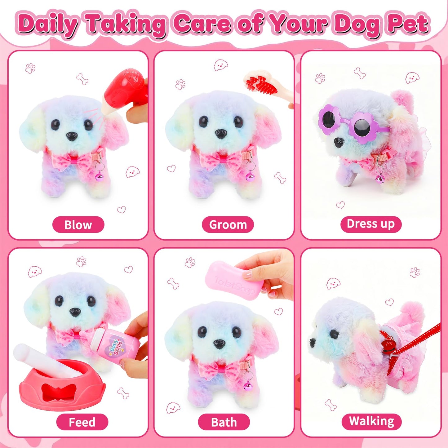 Learn2M 13-Piece Puppy Playset: Pretend Stroller & Interactive Barking Dog Toy