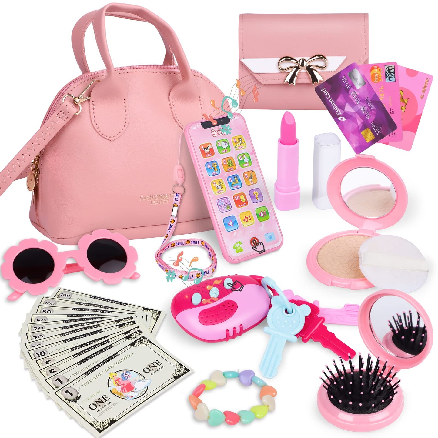 Learn2M Play Purse for Girls 3-6 | First Handbag Toy Kit with Makeup & Accessories