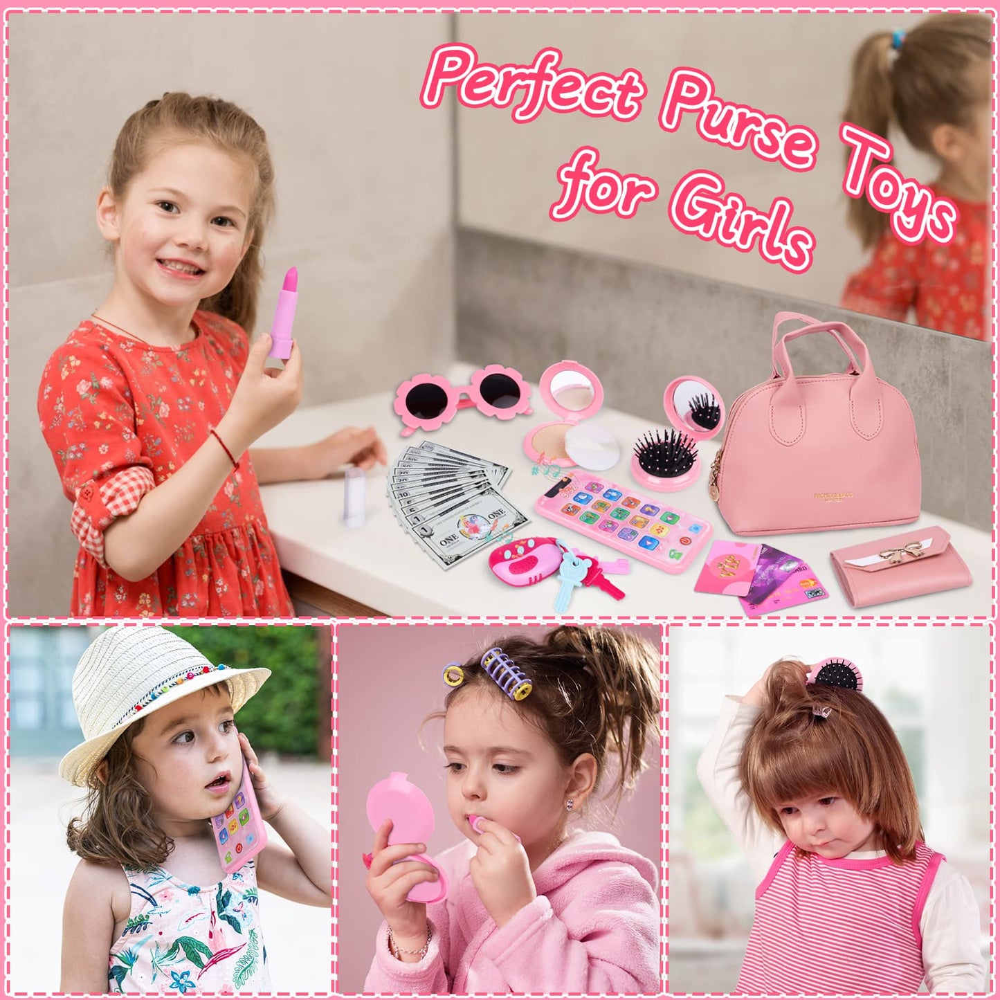 Learn2M Play Purse for Girls 3-6 | First Handbag Toy Kit with Makeup & Accessories