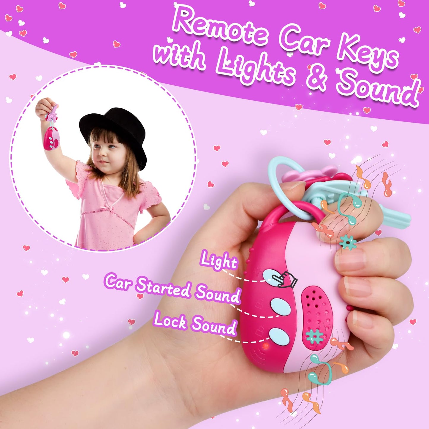 Learn2M Purple Play Purse for Girls 3-6 - Complete Pretend Play Set