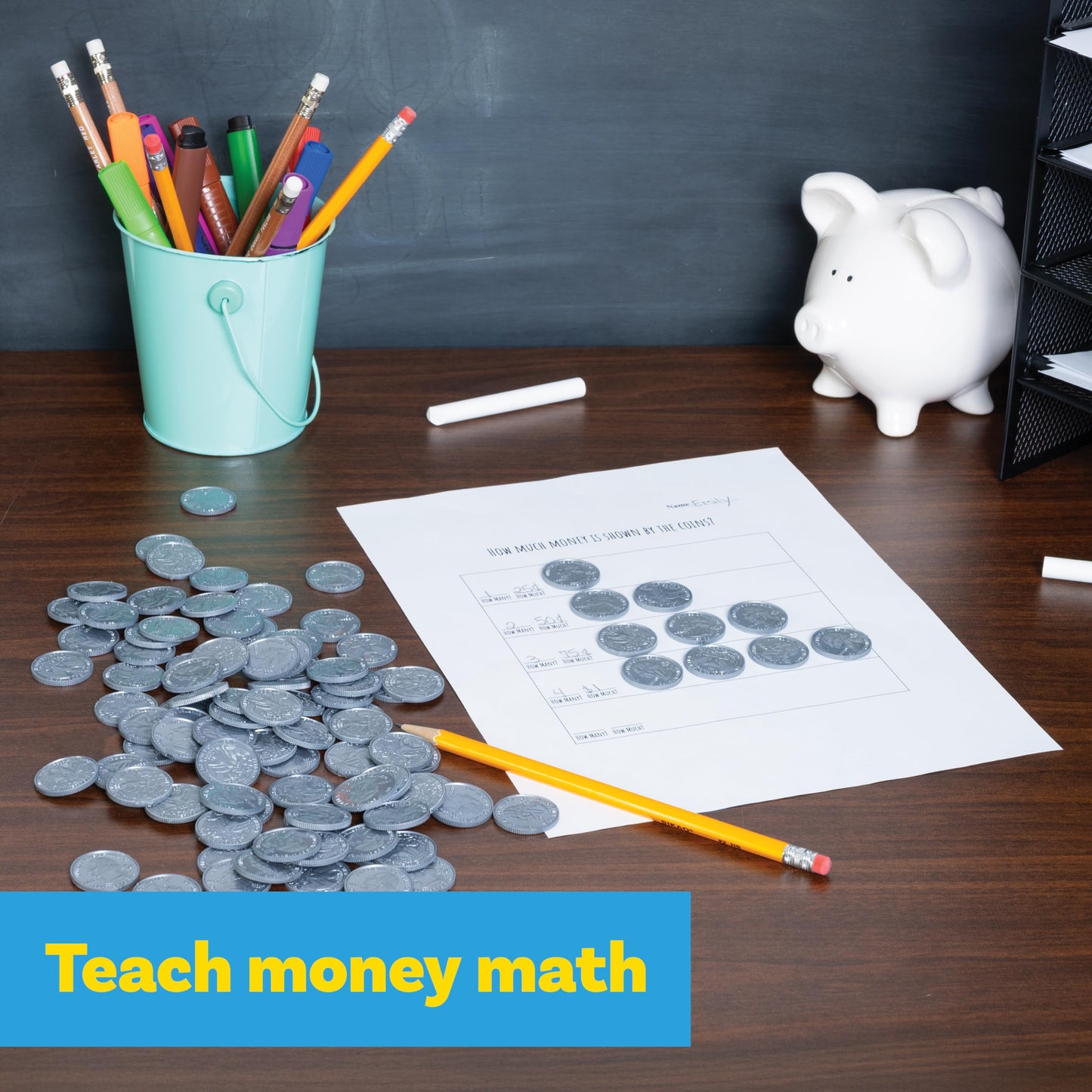LEARNING ADVANTAGE Play Quarters: 100 Plastic Coins for Math & Pretend Play