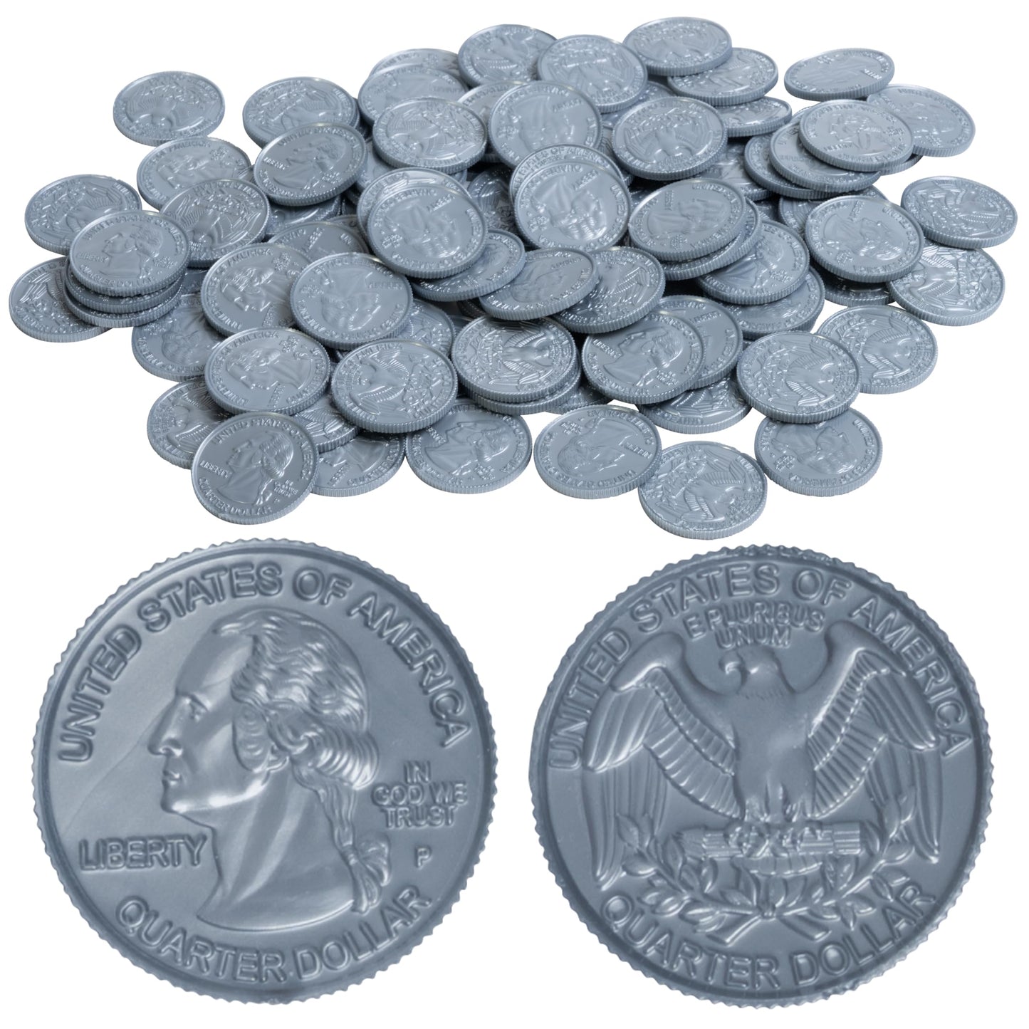 LEARNING ADVANTAGE Play Quarters: 100 Plastic Coins for Math & Pretend Play