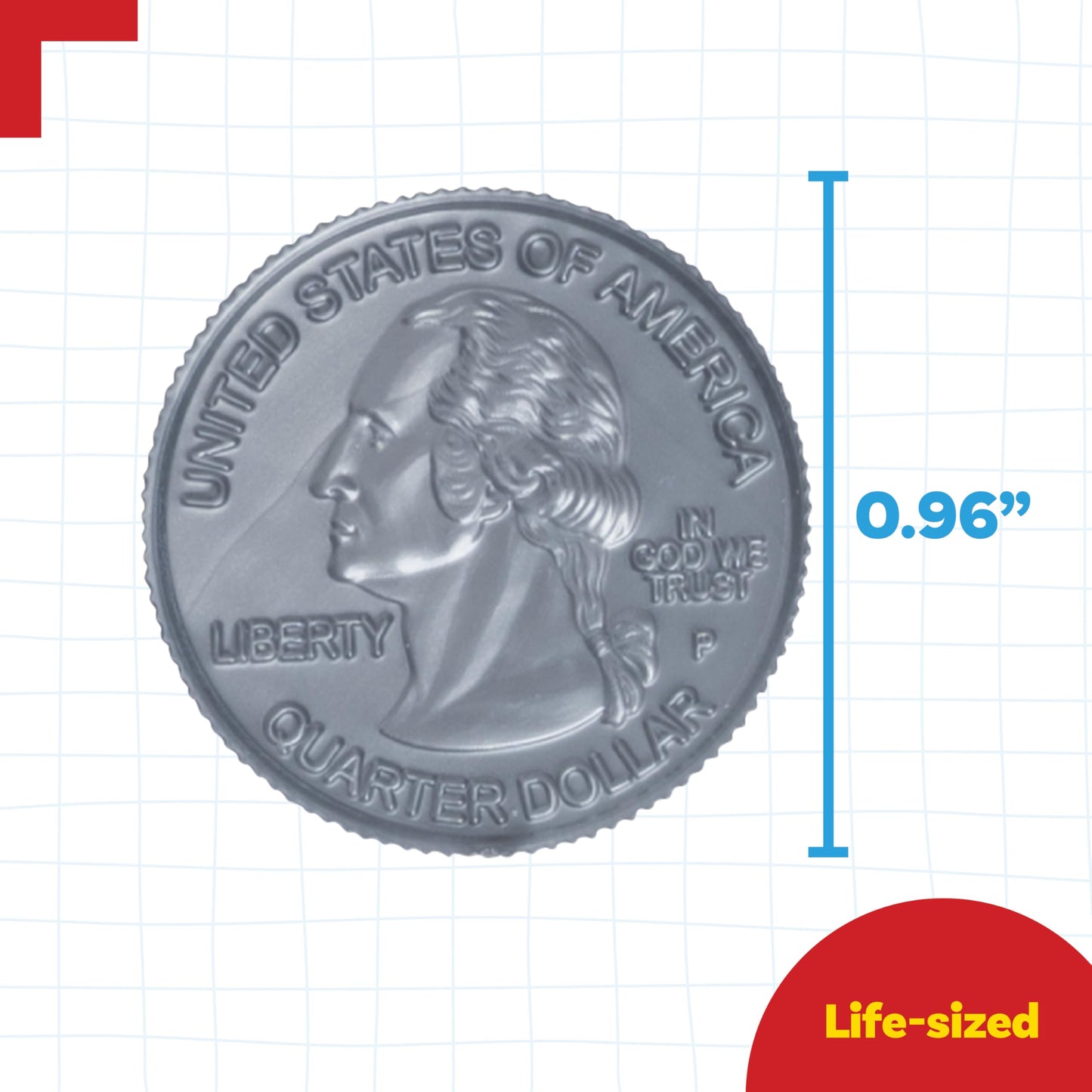 LEARNING ADVANTAGE Play Quarters: 100 Plastic Coins for Math & Pretend Play