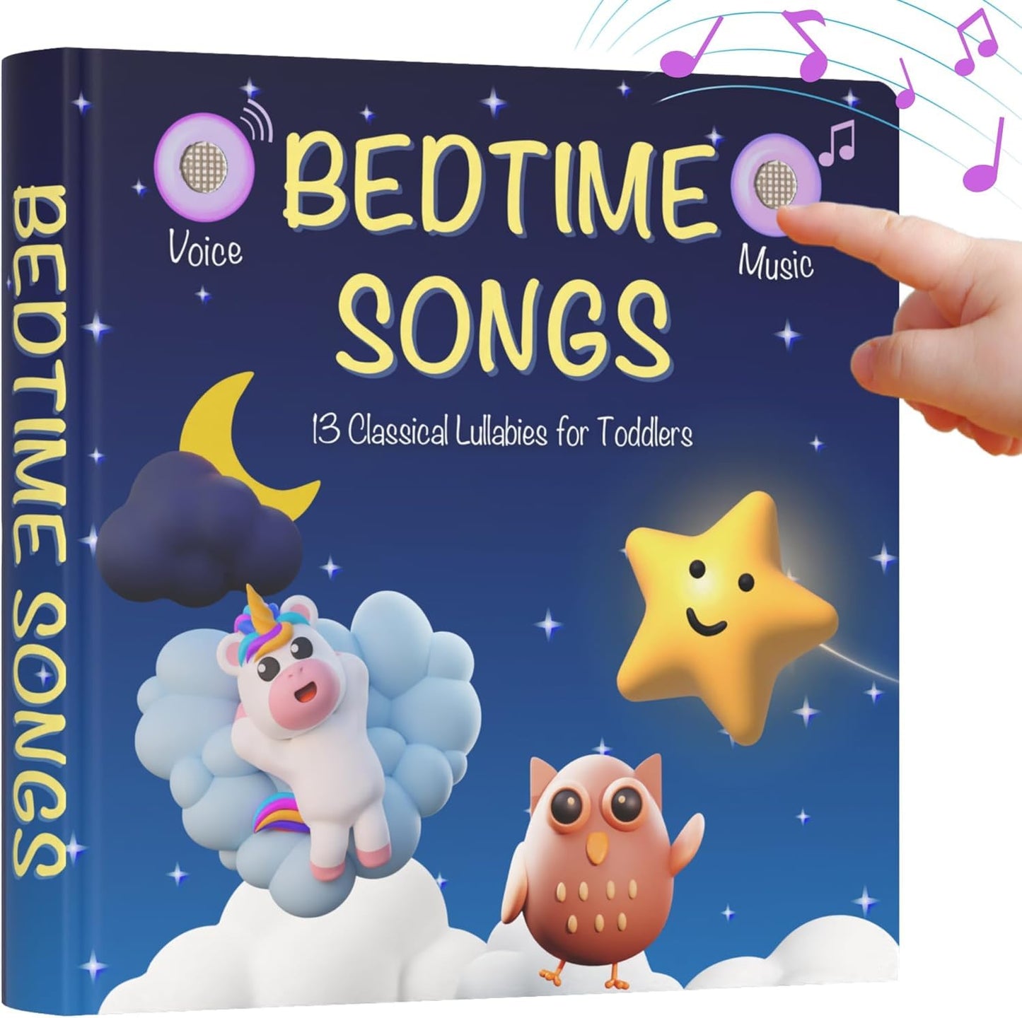 LEARNING BUGS Bedtime Songs – 13 Timeless Lullabies for Toddlers, 28-Button Musical Book, Kids’ Musical Toy