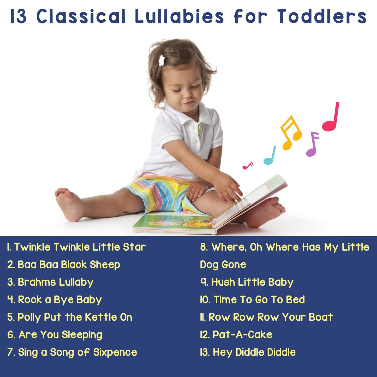 LEARNING BUGS Bedtime Songs – 13 Timeless Lullabies for Toddlers, 28-Button Musical Book, Kids’ Musical Toy