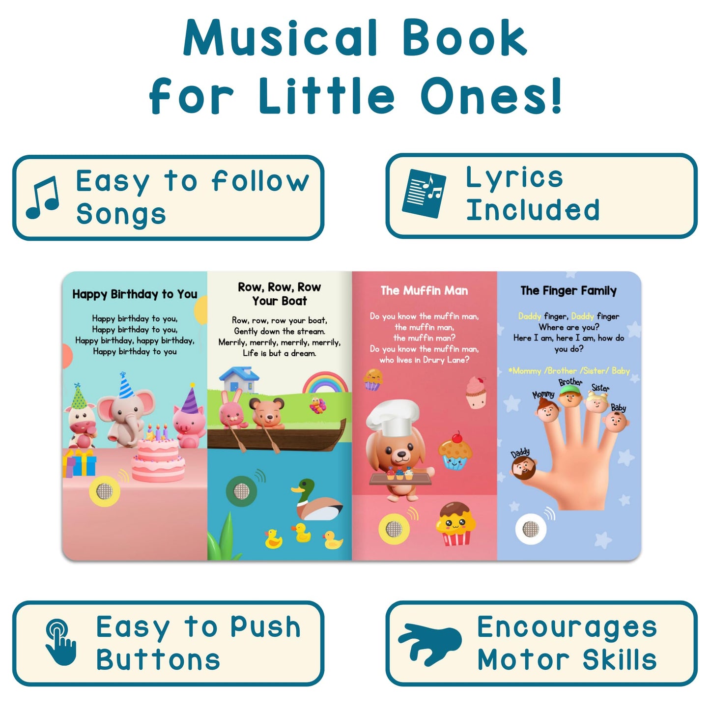 Learning Bugs Nursery Rhymes: 28-Button Sing-Along Music Book for Toddlers 1-3