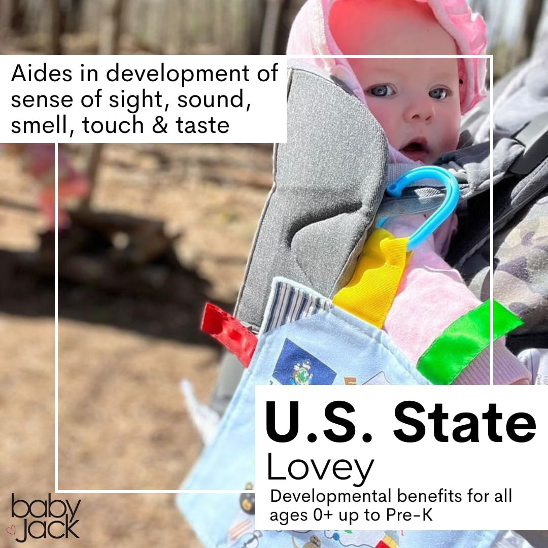 The Learning Lovey Baby Jack & Co 8x8 Texas State Tag Stroller Toy – Crinkle Sensory Learning