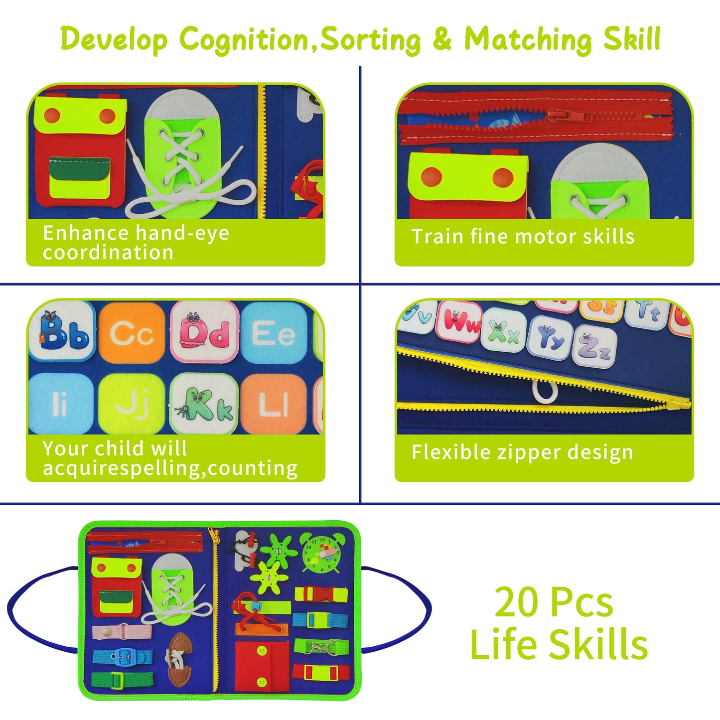 LearnToy Dinosaur Montessori Busy Board for Toddlers (Ages 3-5) – Travel-Friendly Educational Toy