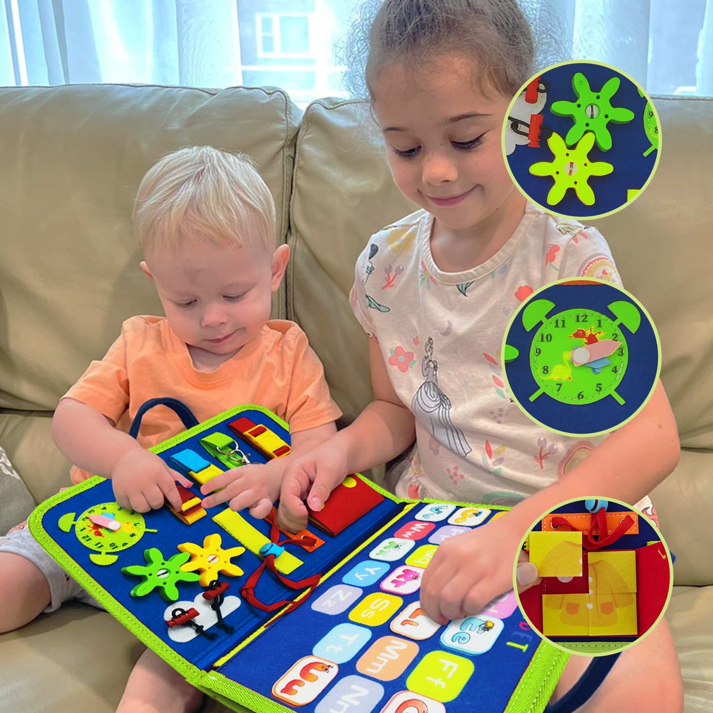 LearnToy Dinosaur Montessori Busy Board for Toddlers (Ages 3-5) – Travel-Friendly Educational Toy