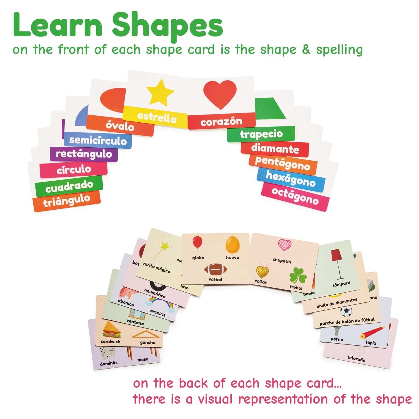 Learnworx Spanish Flash Cards for Kids & Toddlers – 101 Double-Sided Cards (202 Sides)