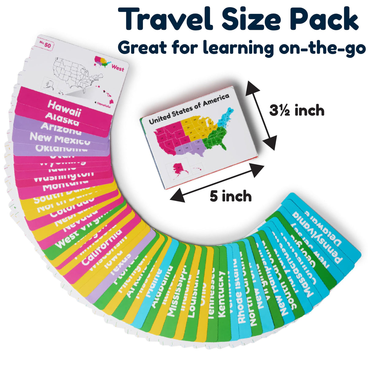 Learnworx U.S. States Flash Cards for Kids — 50 States with Capitals, Flags & More