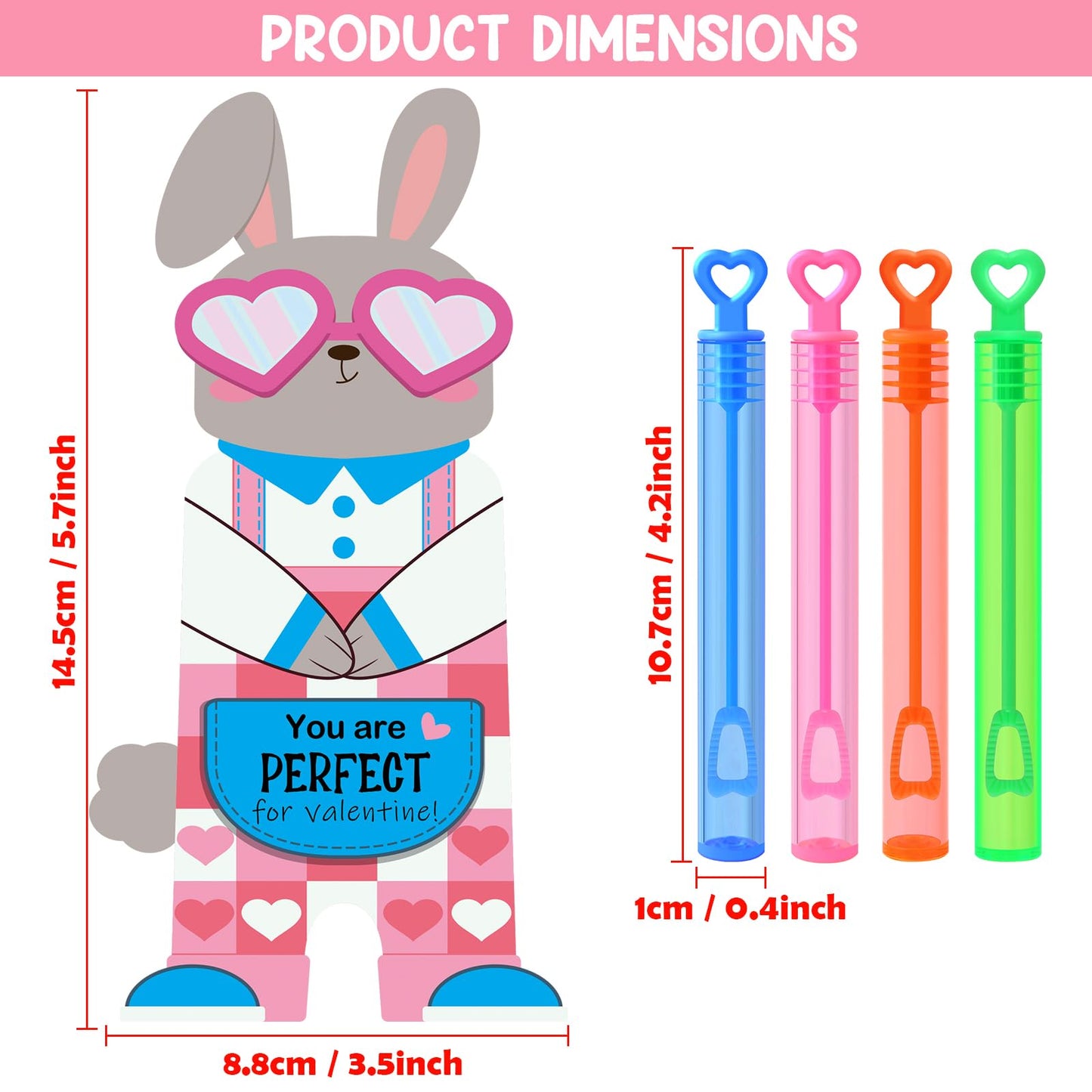 LEASEN Valentines Day Gifts for Kids – 32 Mini Bubble Wands with Animal Cards