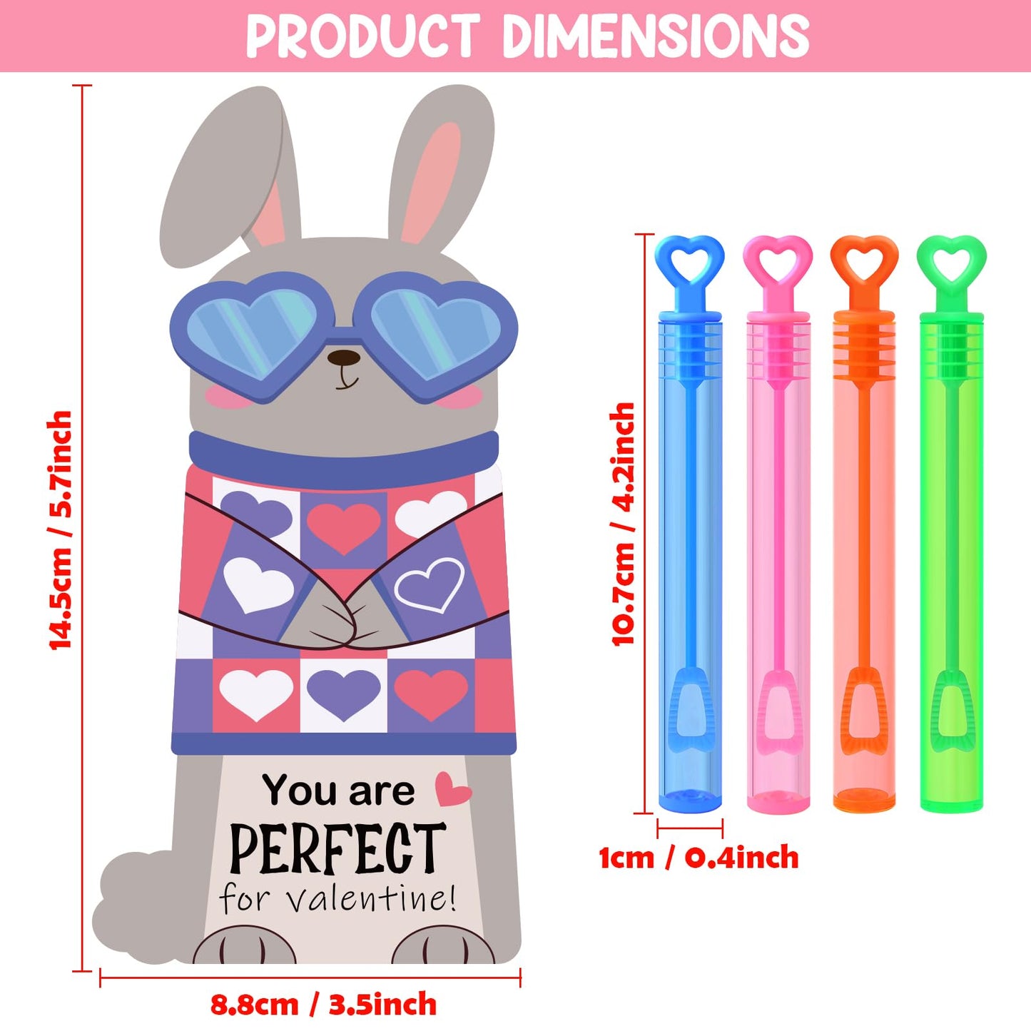 LEASEN 32-Pack Mini Bubble Wands & Valentine Animal Cards – Classroom Party Favors