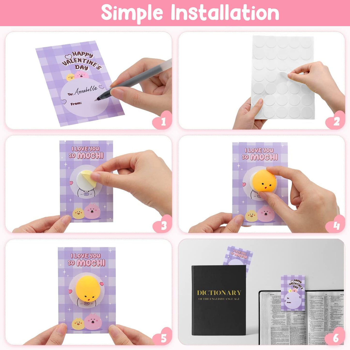 LEASEN 28-Pack Valentines Day Gifts for Kids – Mochi Squishies & Cards Set | Classroom Party Favors
