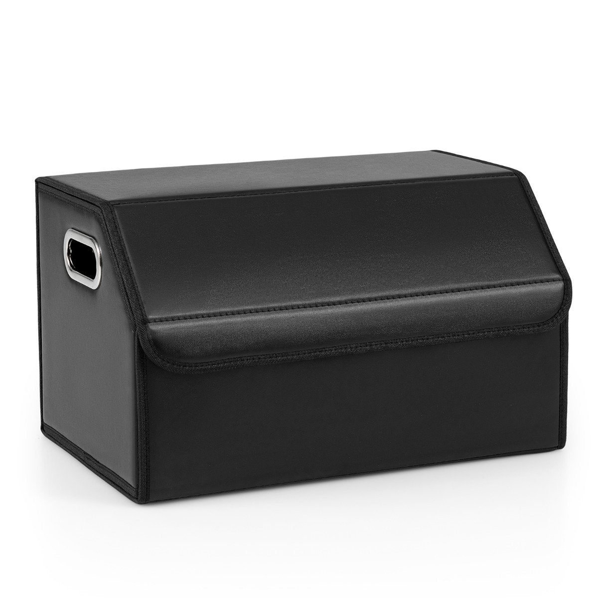 Leather Car Trunk Organizer with Lid Removable Divider and Large Capacity-Gradient Black-Size 1