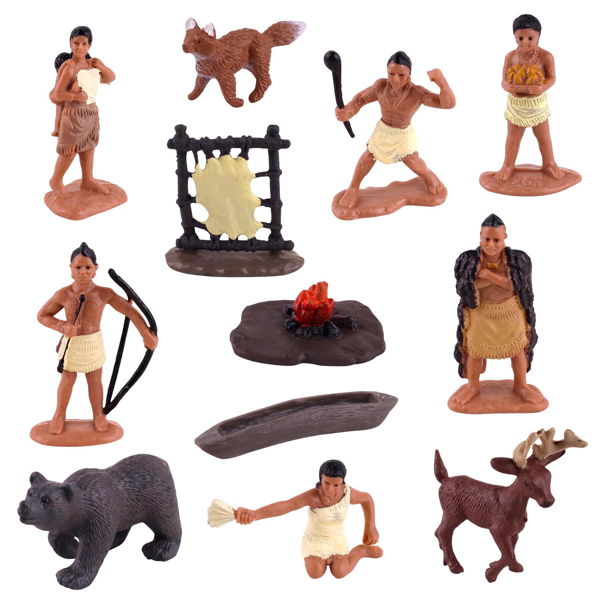 LEBERY Native American Figurines Set — 12 Miniatures for Education, Play, and Decor