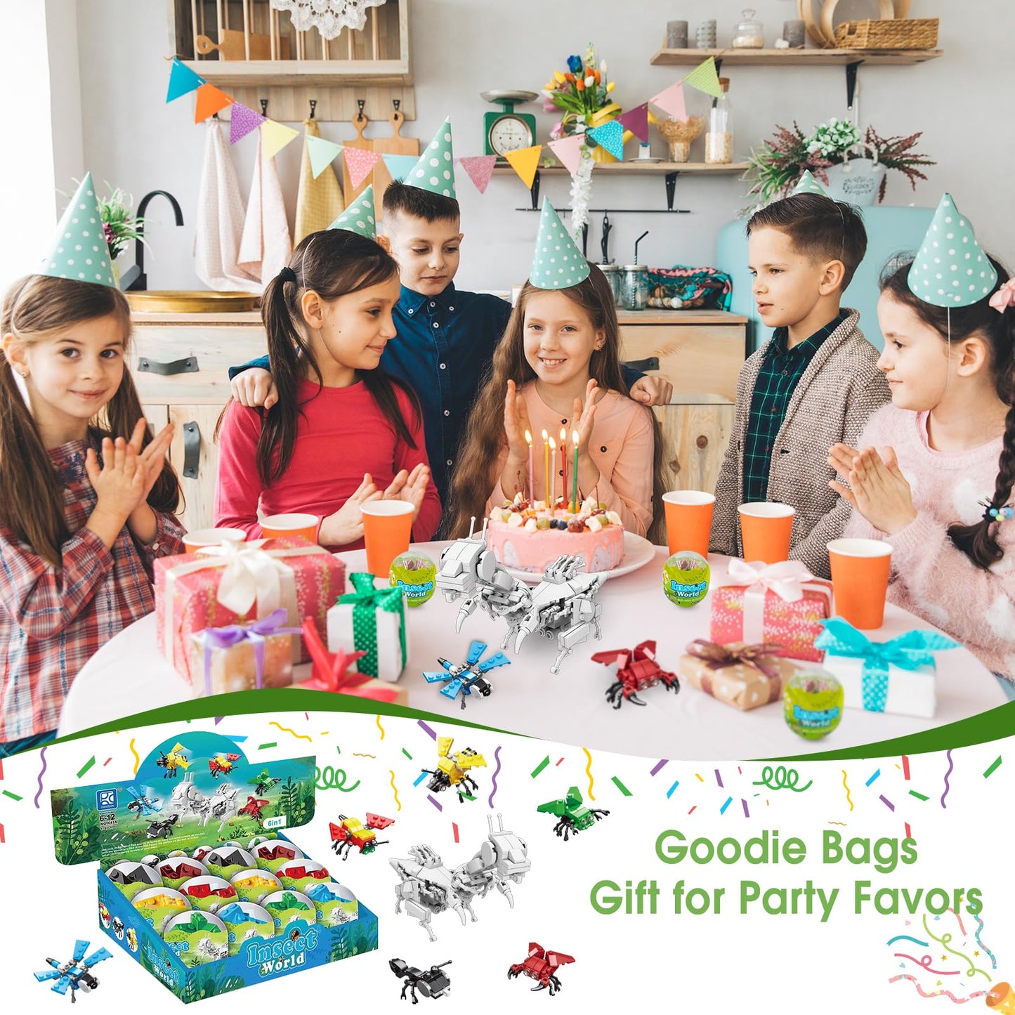 LEBOCADO 12PCS 6-in-1 Insect Building Block Set – Egg-Pack STEM Toys for Kids