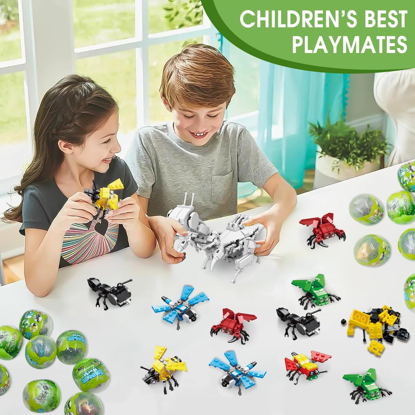 LEBOCADO 12PCS 6-in-1 Insect Building Block Set – Egg-Pack STEM Toys for Kids