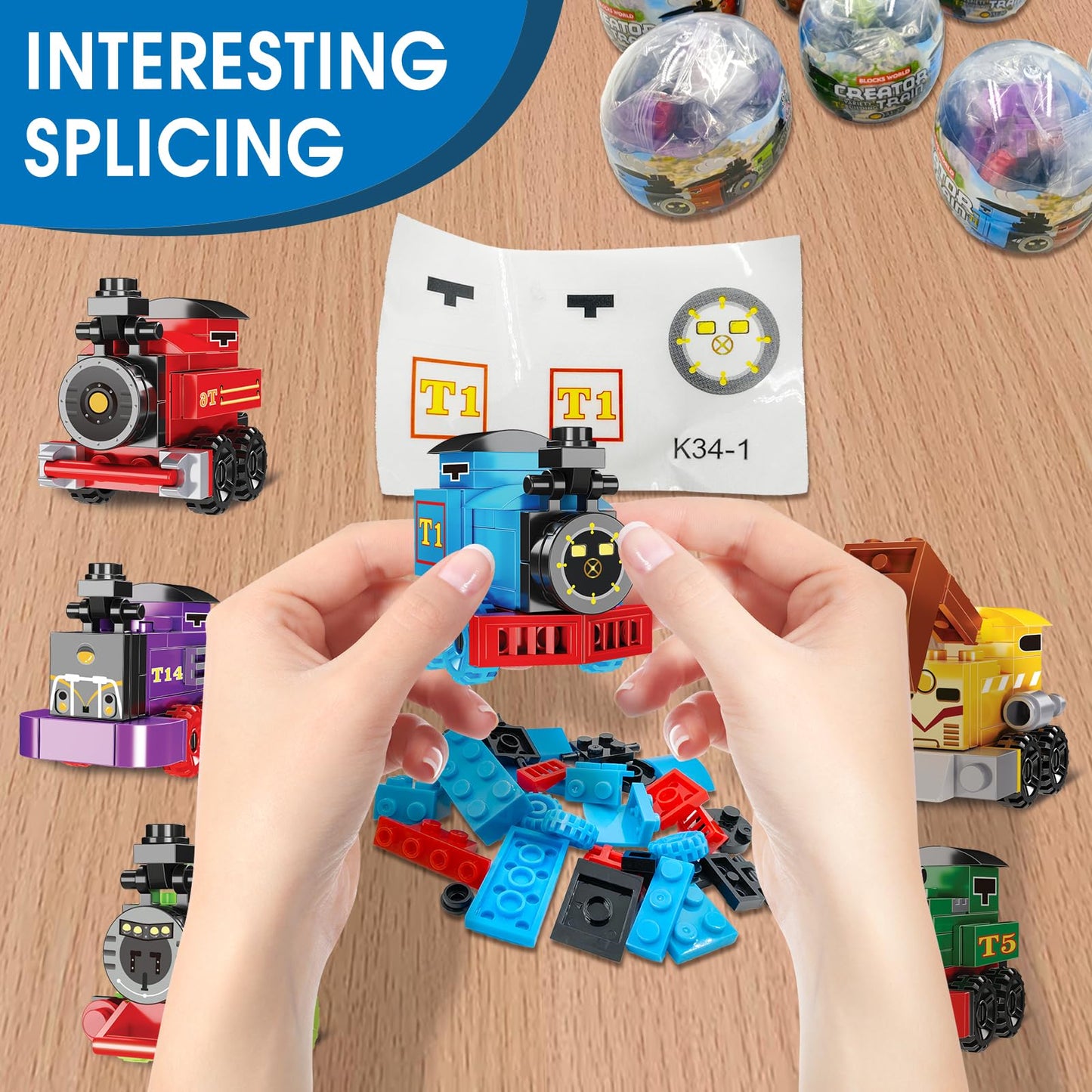 LEBOCADO Mini Train Building Blocks – 12-Pack STEM Toys for Kids
