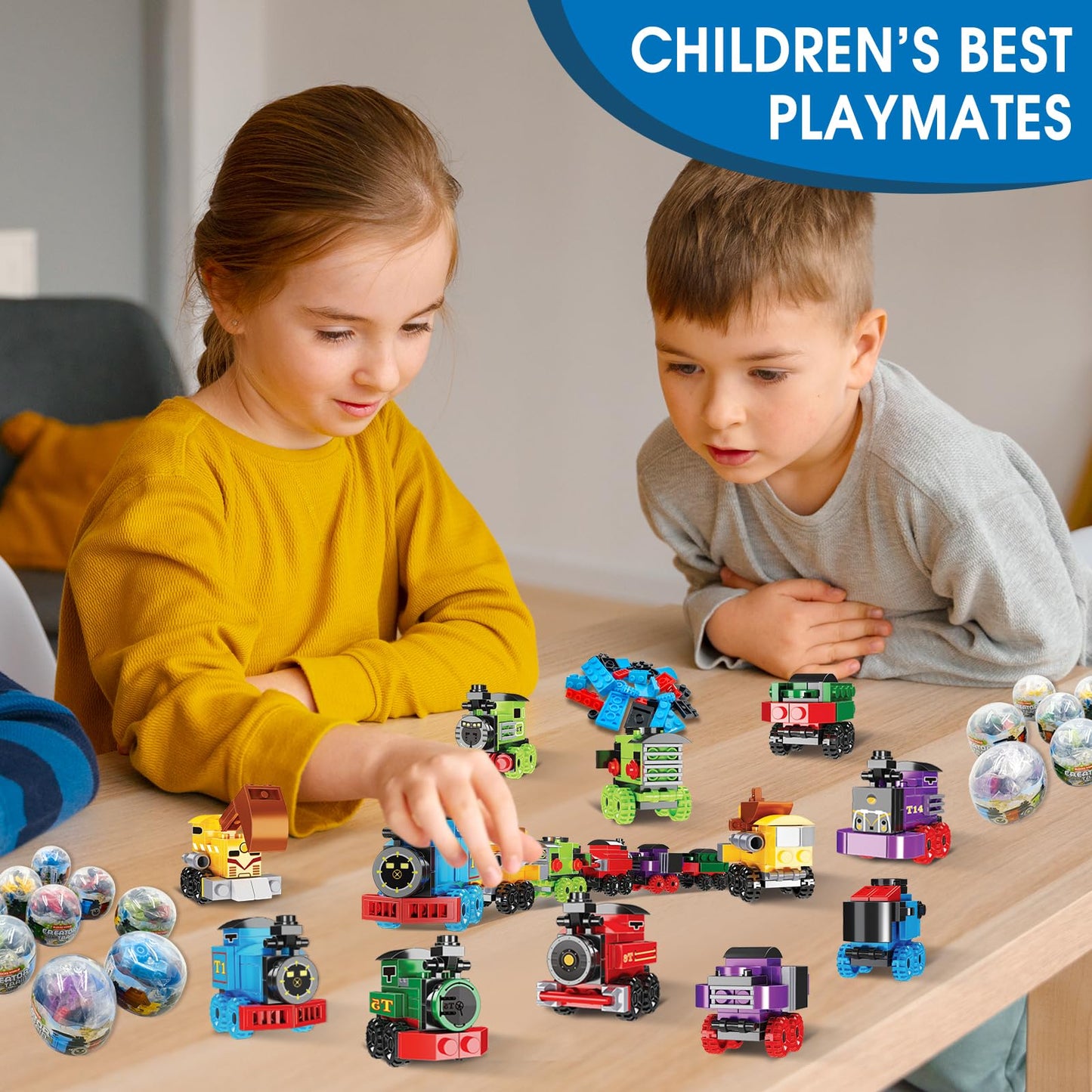 LEBOCADO Mini Train Building Blocks – 12-Pack STEM Toys for Kids