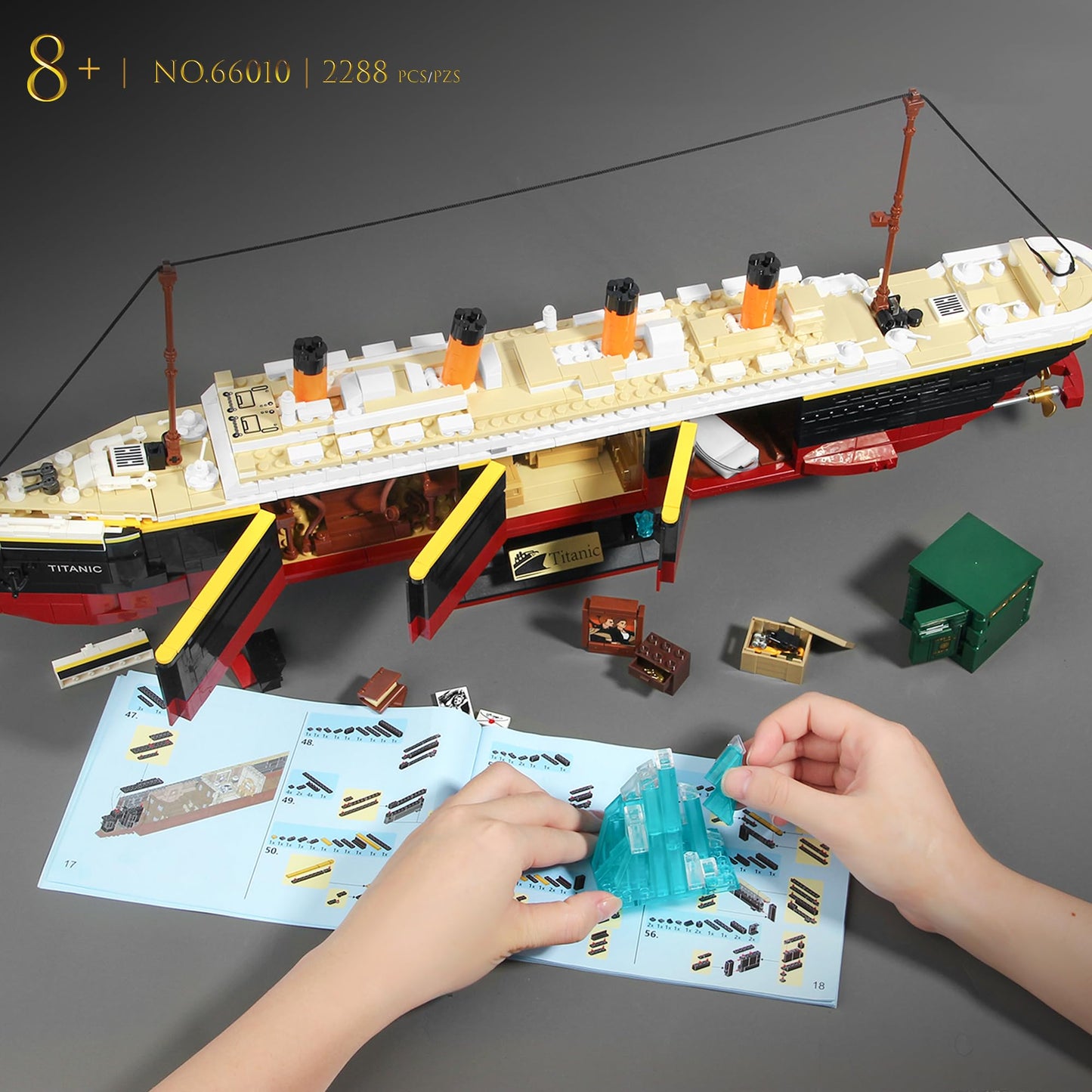 LeBrickCrt Titanic Building Blocks Set – 2,288-Piece LED Ship Model for Adults