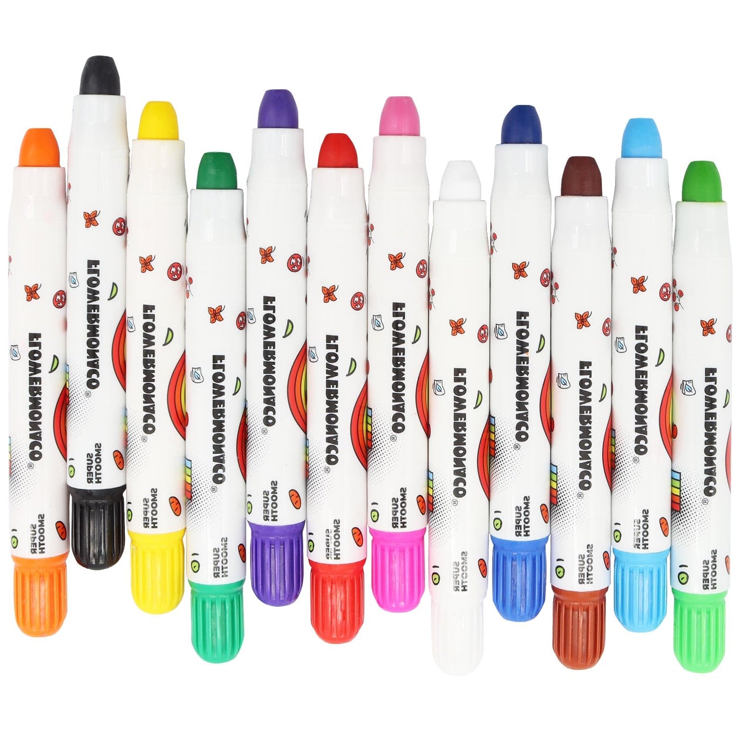Lebze Flower Monaco 12 Colors Toddler Crayons – Non-Toxic, Washable, Jumbo