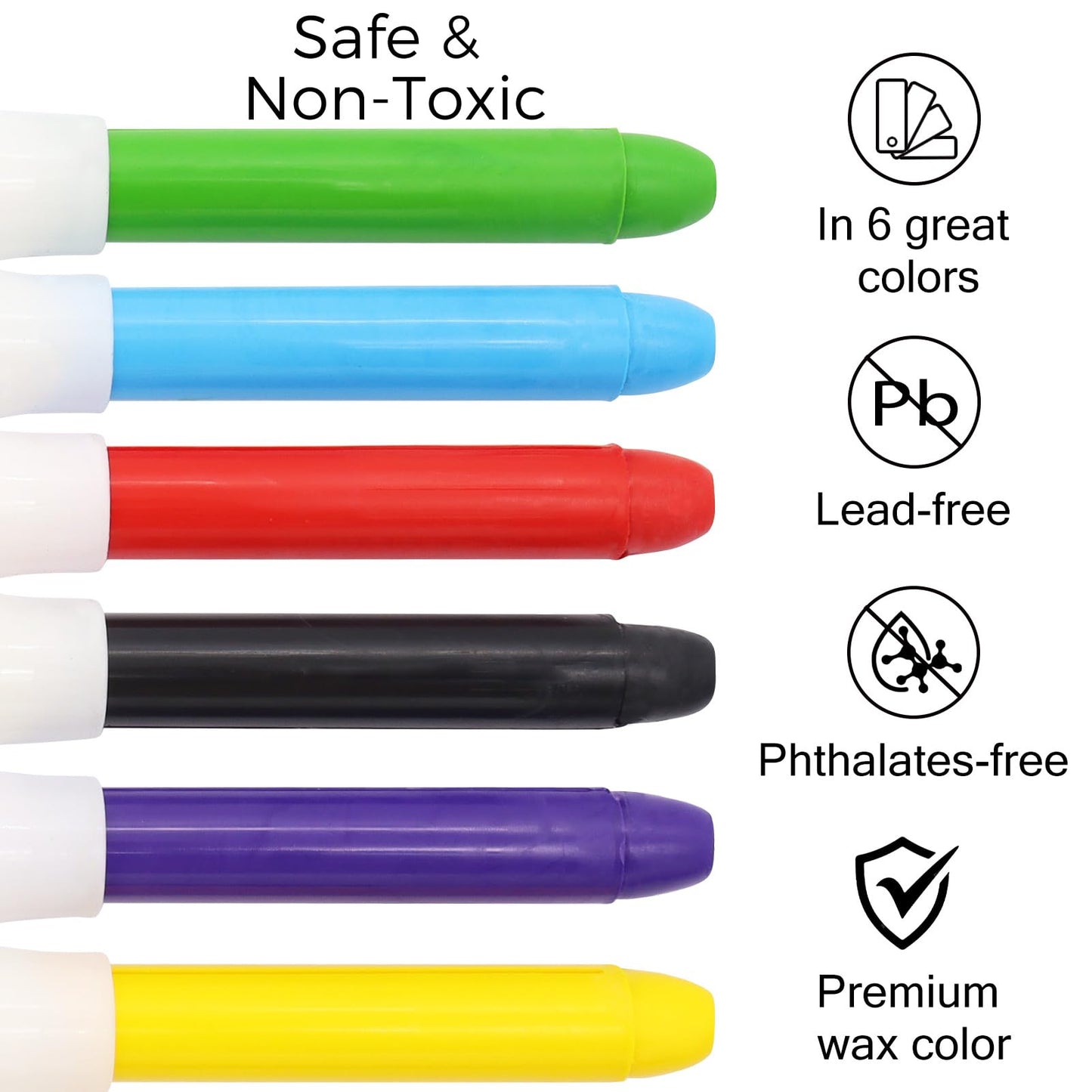 Lebze Jumbo Crayons for Toddlers – 24-Count Washable, Non-Toxic, Easy-to-Hold Silky Crayons