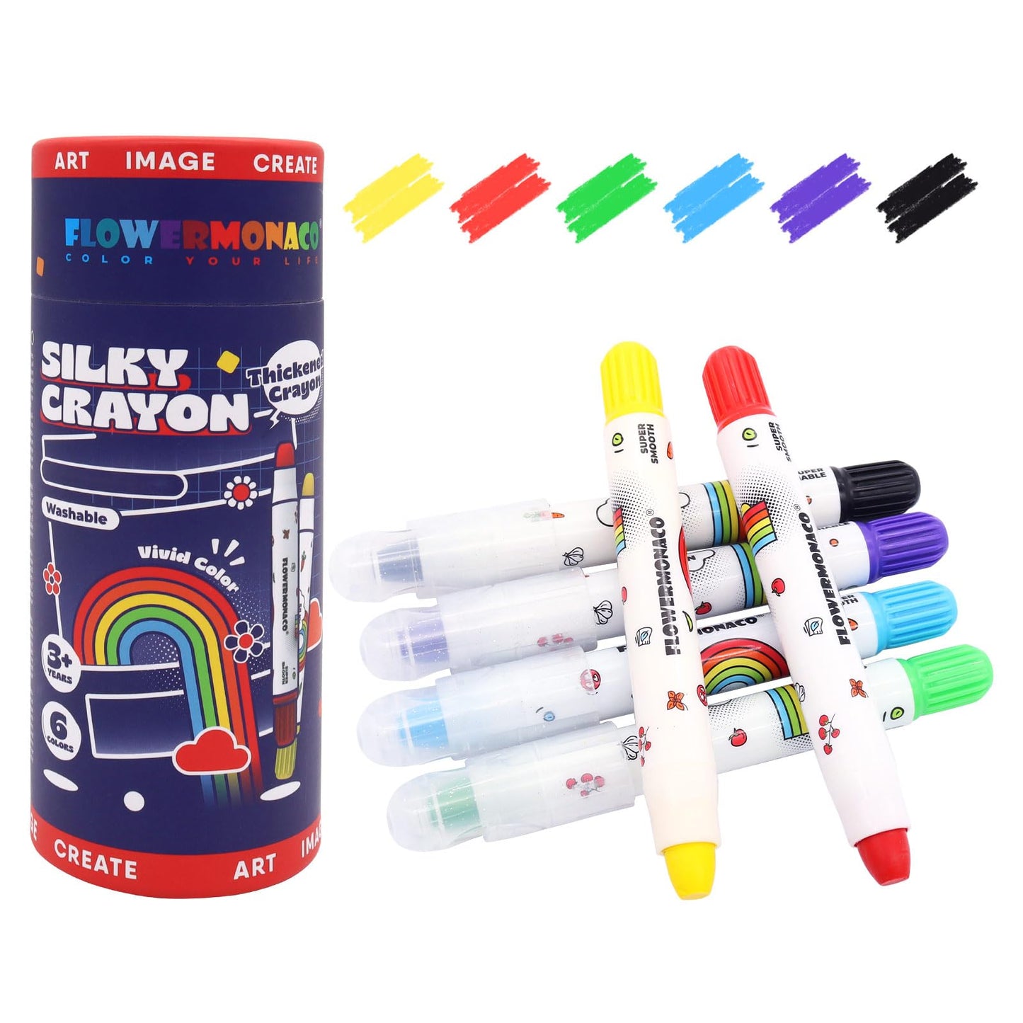 Lebze Jumbo Crayons for Toddlers – 24-Count Washable, Non-Toxic, Easy-to-Hold Silky Crayons