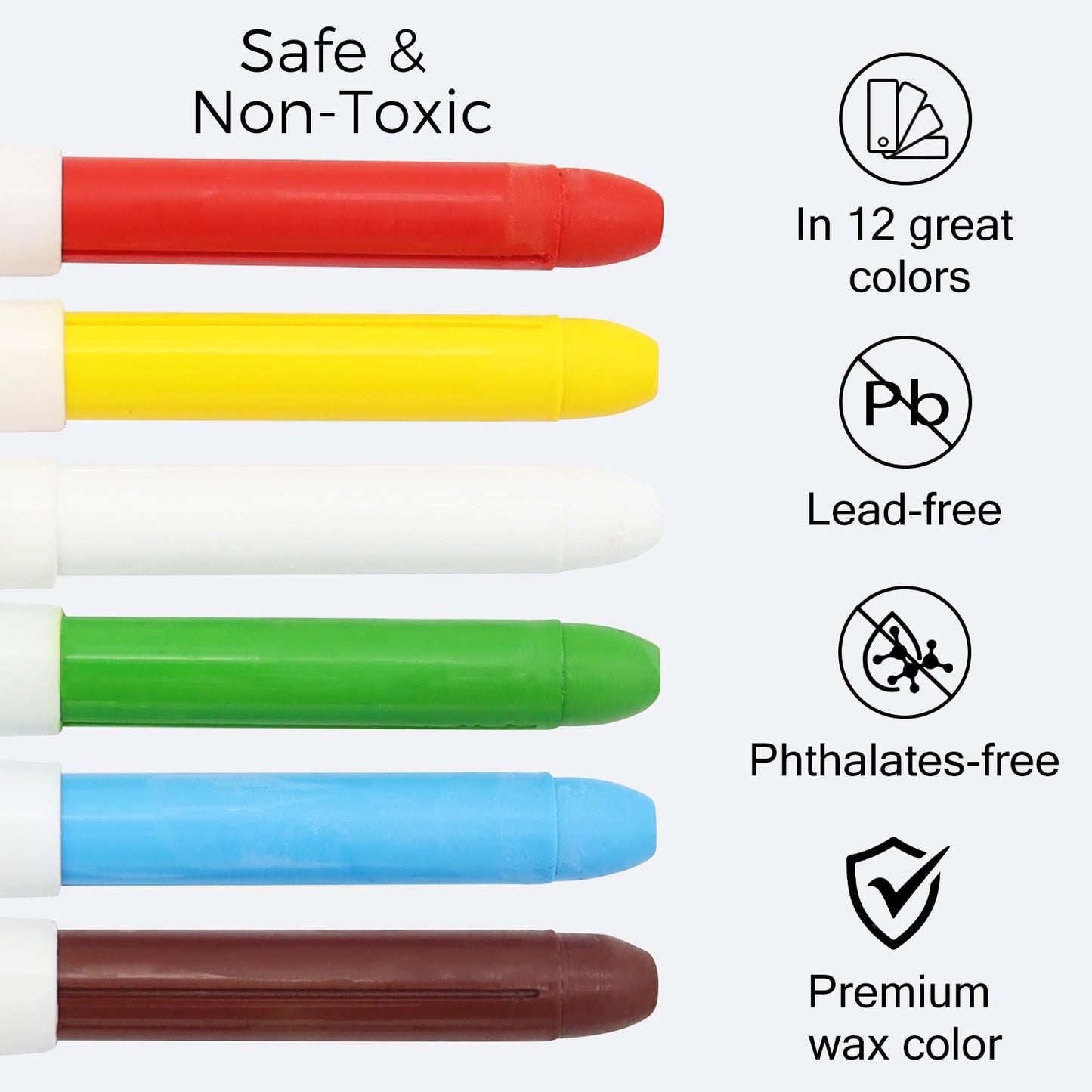 Lebze Flower Monaco 12 Colors Toddler Crayons – Non-Toxic, Washable, Jumbo
