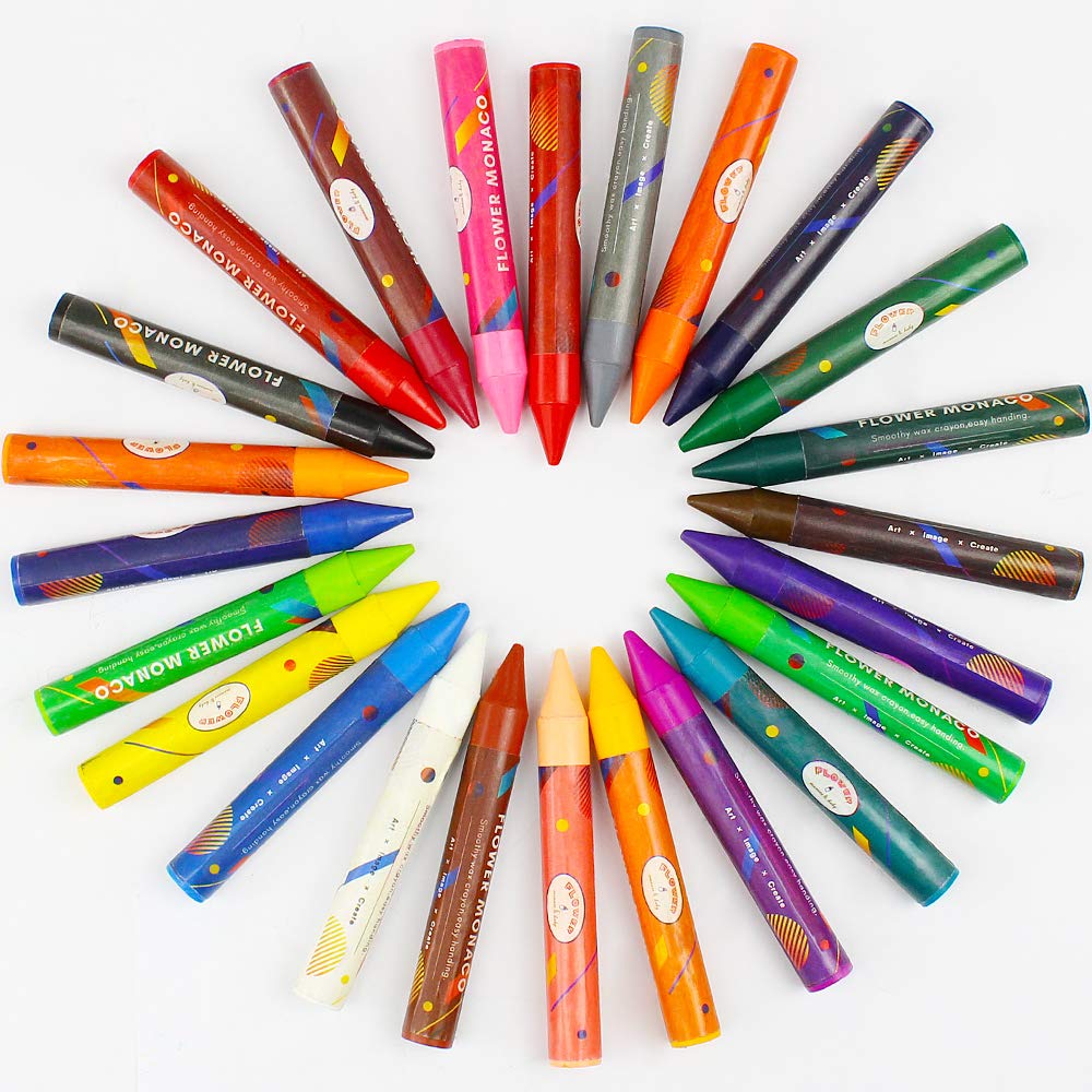 Lebze Toddler Crayons – Flower Monaco, 24 Non-Toxic Jumbo Colors for Kids 3+