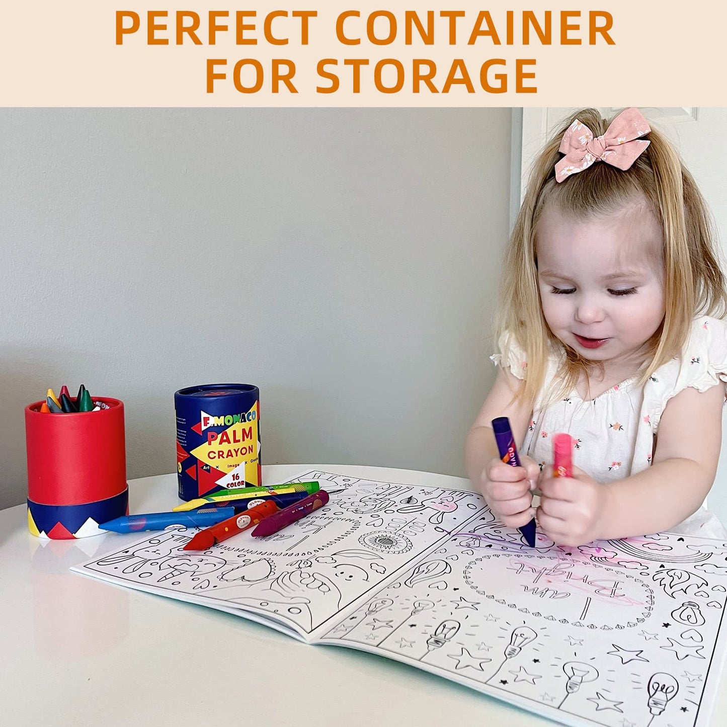 Lebze Toddler Crayons – Flower Monaco, 24 Non-Toxic Jumbo Colors for Kids 3+