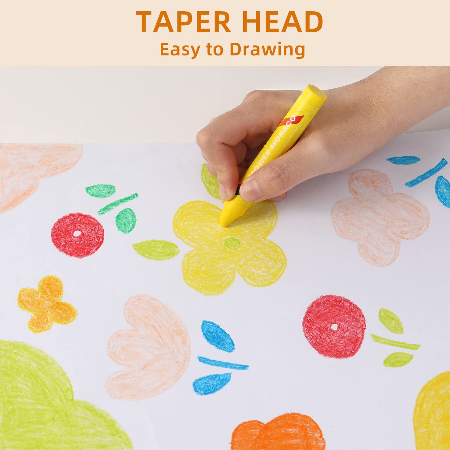 Lebze Toddler Crayons – Flower Monaco, 24 Non-Toxic Jumbo Colors for Kids 3+