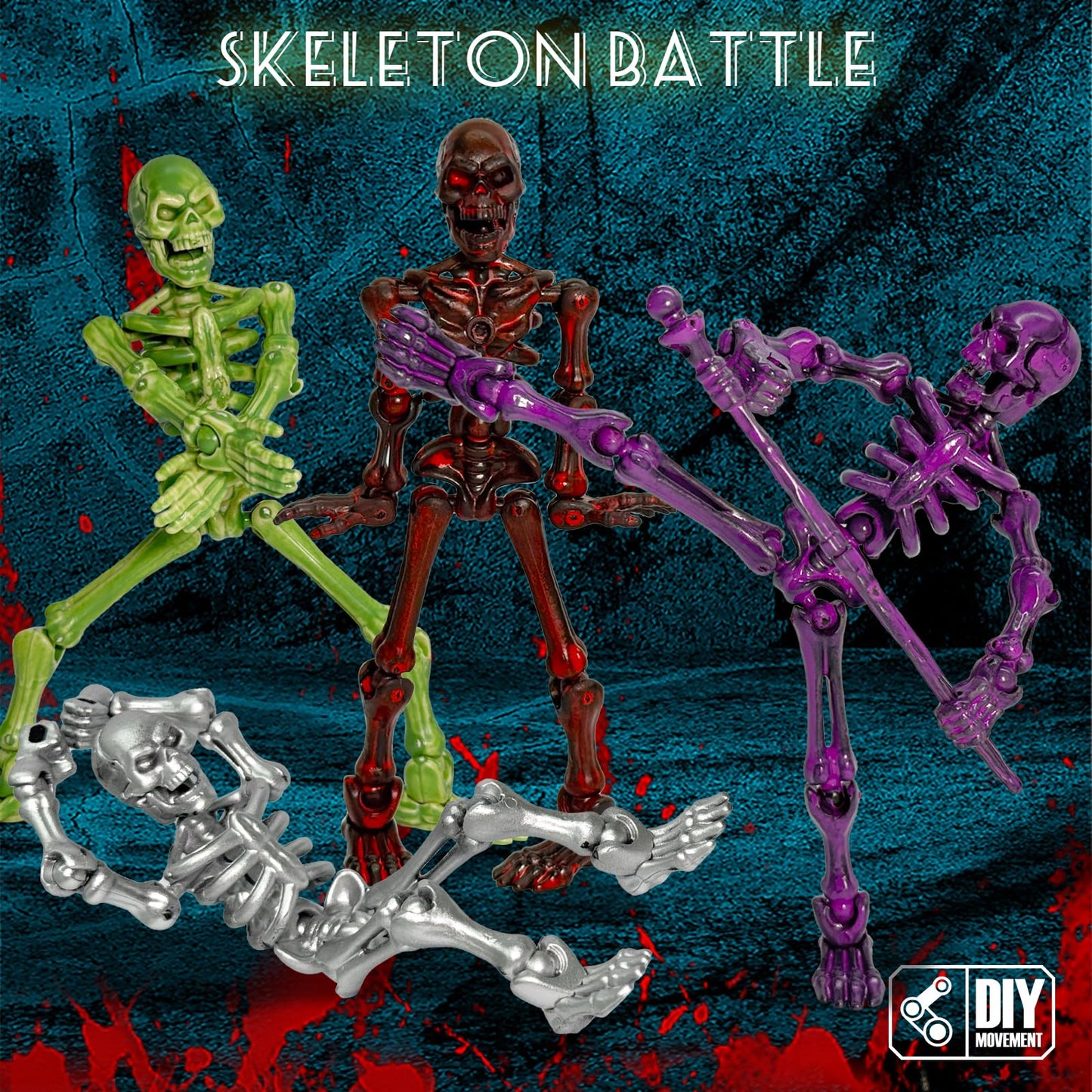 Lechonix 6 Pack T13 Skeleton Action Figures with Scepter and Dual Hands | Multi-Jointed DIY Assembly