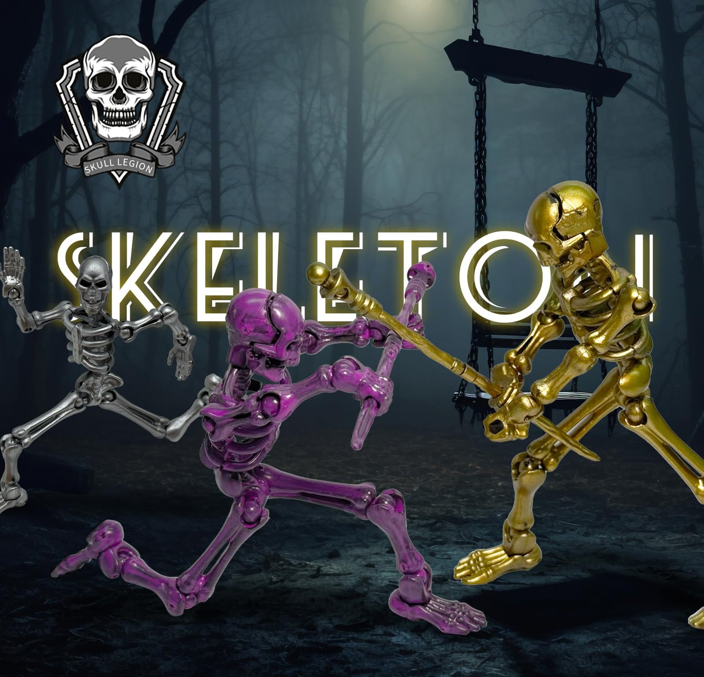 Lechonix 6 Pack T13 Skeleton Action Figures with Scepter and Dual Hands | Multi-Jointed DIY Assembly