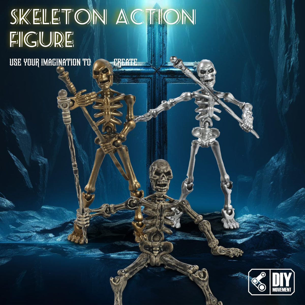 Lechonix 6 Pack T13 Action Figures Set – Skeleton Mini Figures, DIY Assembly
