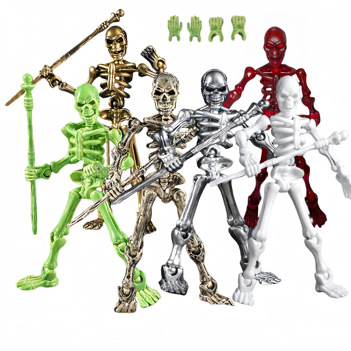 Lechonix 6 Pack T13 Action Figures Set – Skeleton Mini Figures, DIY Assembly