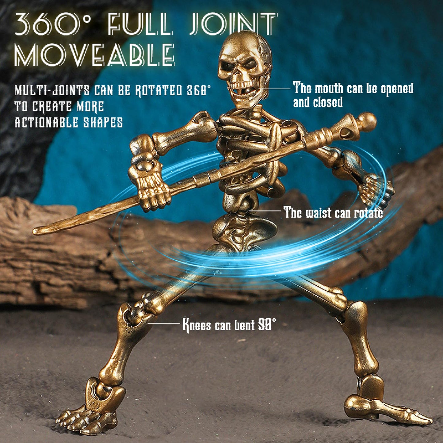 Lechonix 6 Pack T13 Skeleton Action Figures with Scepter and Dual Hands | Multi-Jointed DIY Assembly