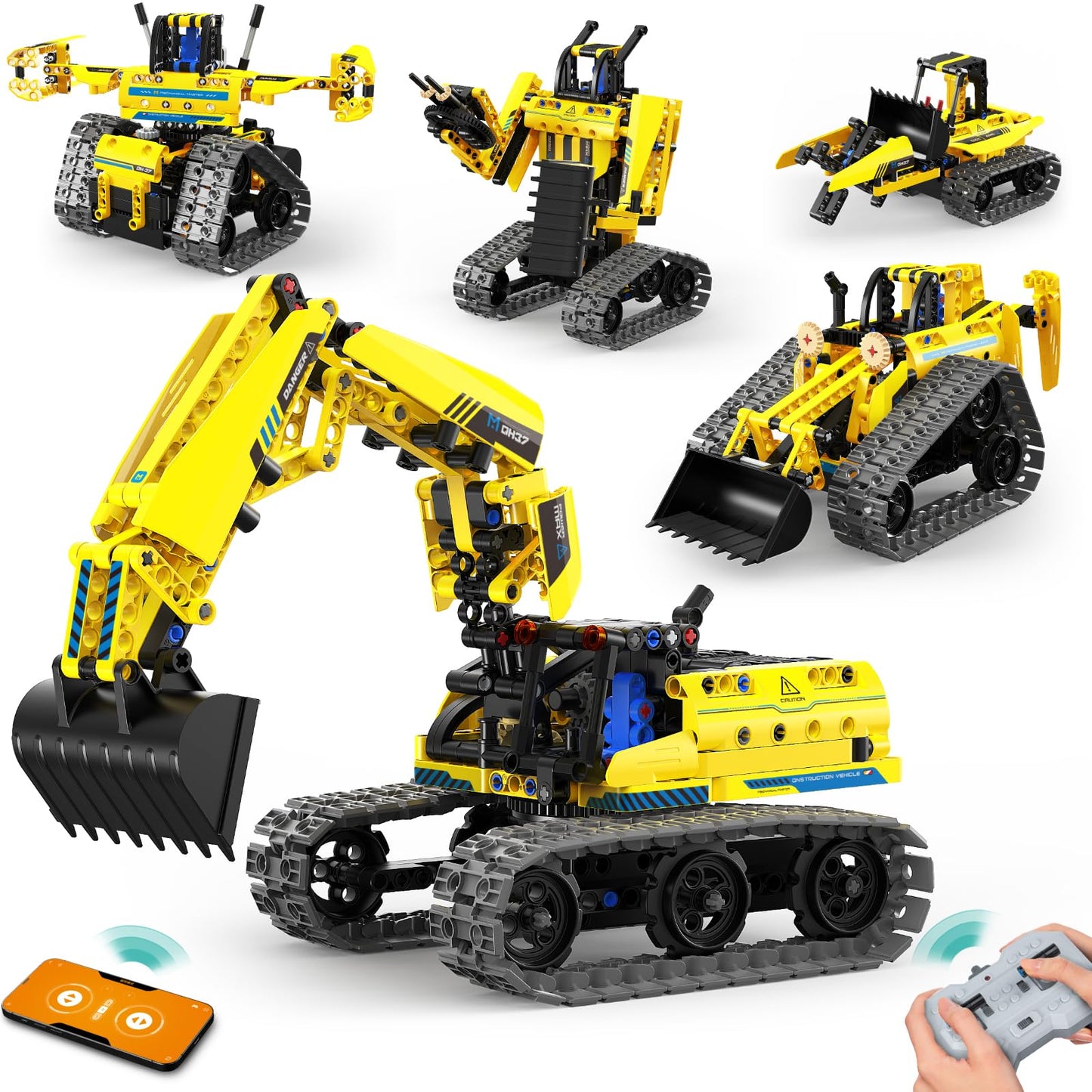 LECPOP 5-in-1 Building Toys STEM Robotics Kit — 430 PCS, RC Excavator, App & Remote Control (Ages 6–14)