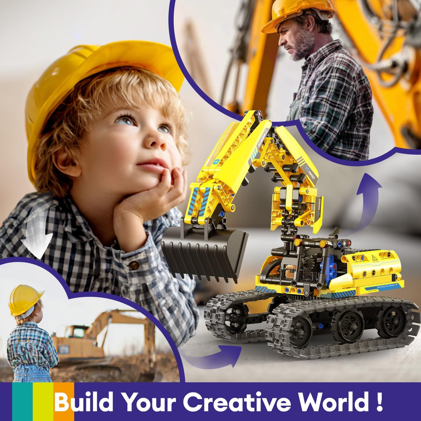 LECPOP 5-in-1 Building Toys STEM Robotics Kit — 430 PCS, RC Excavator, App & Remote Control (Ages 6–14)