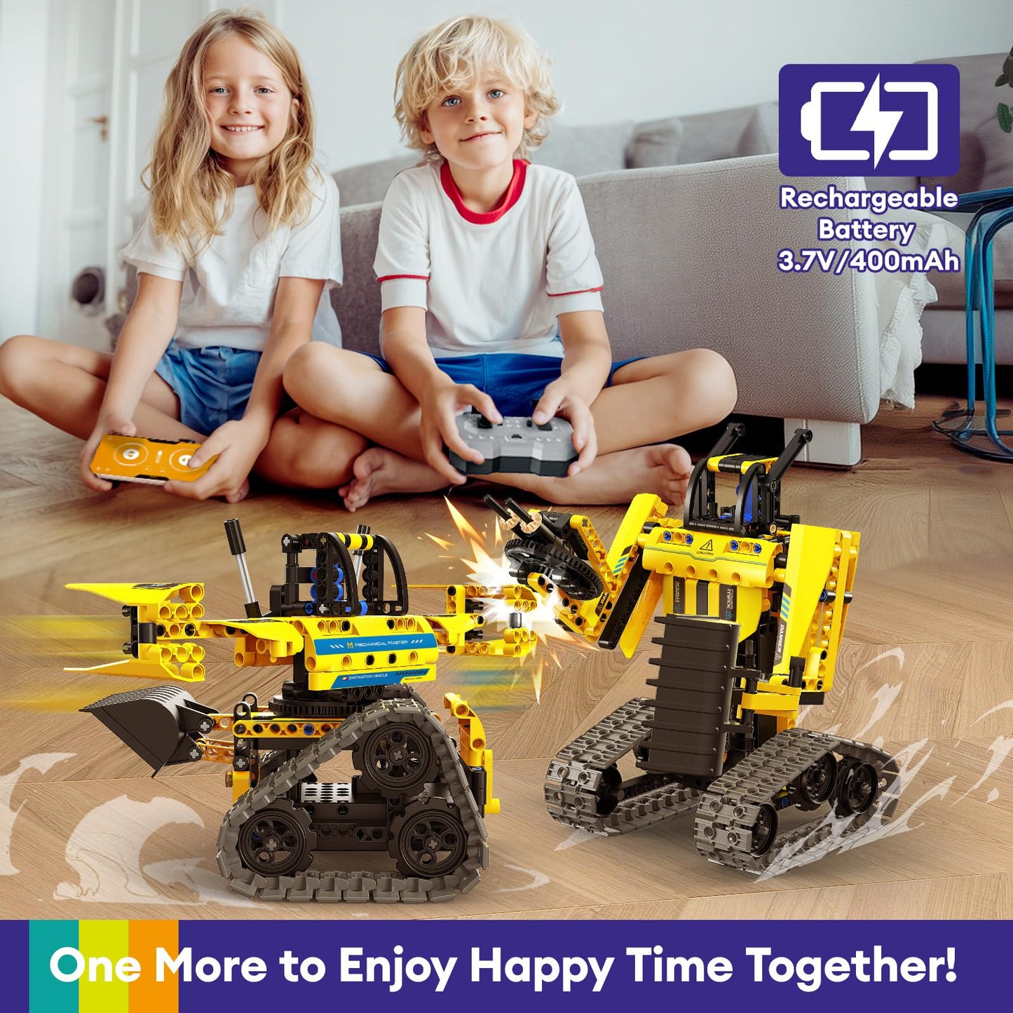 LECPOP 5-in-1 Building Toys STEM Robotics Kit — 430 PCS, RC Excavator, App & Remote Control (Ages 6–14)