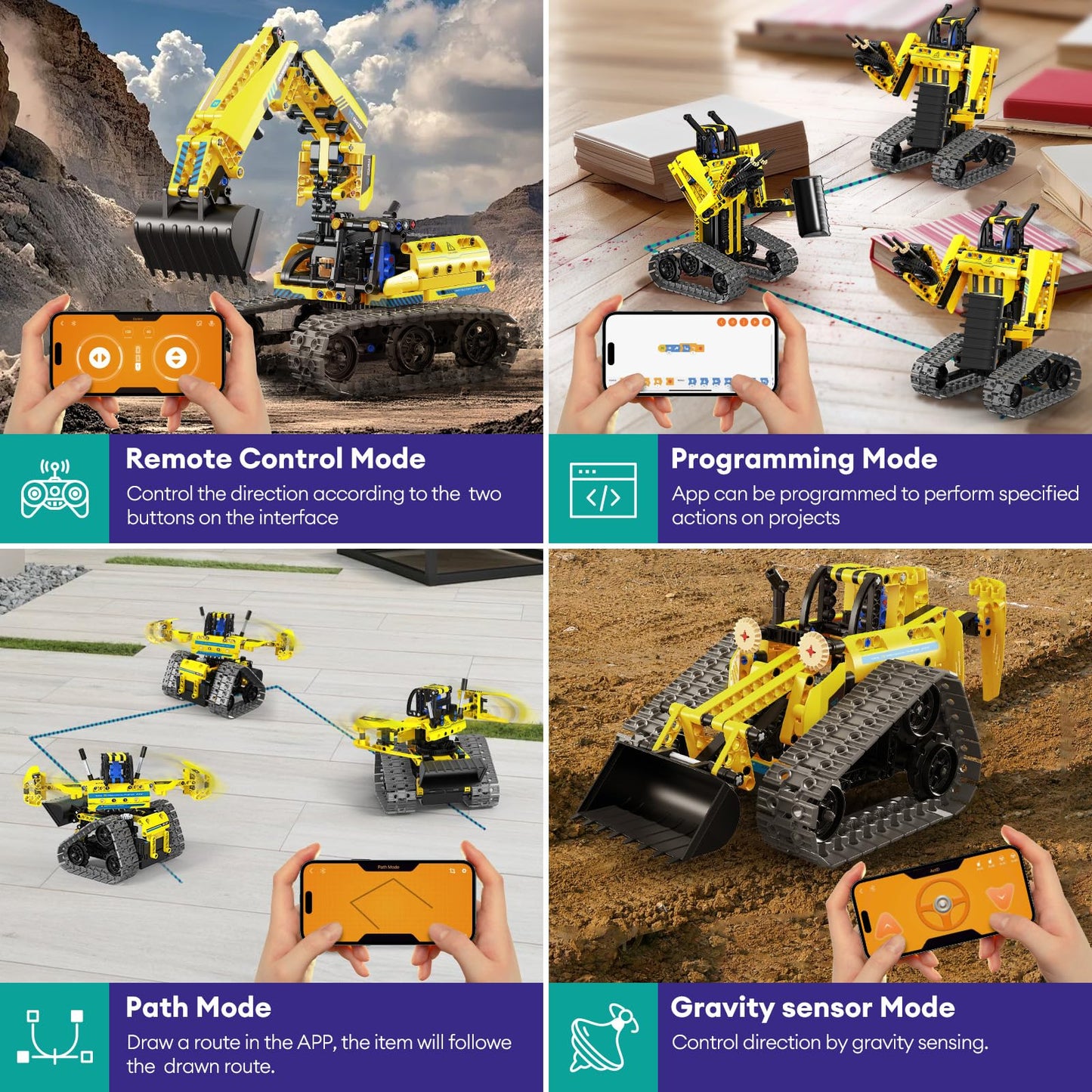 LECPOP 5-in-1 Building Toys STEM Robotics Kit — 430 PCS, RC Excavator, App & Remote Control (Ages 6–14)