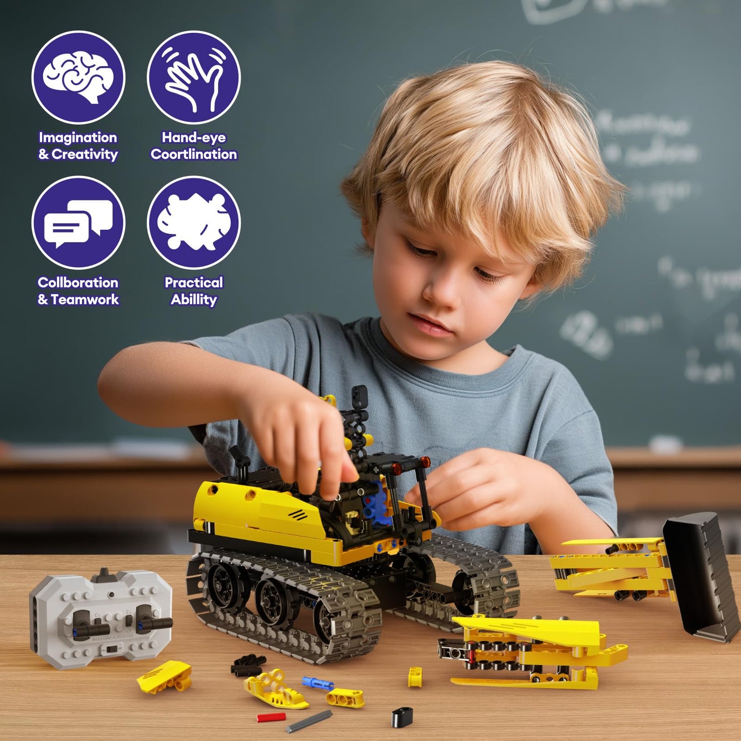 LECPOP 5-in-1 Building Toys STEM Robotics Kit — 430 PCS, RC Excavator, App & Remote Control (Ages 6–14)
