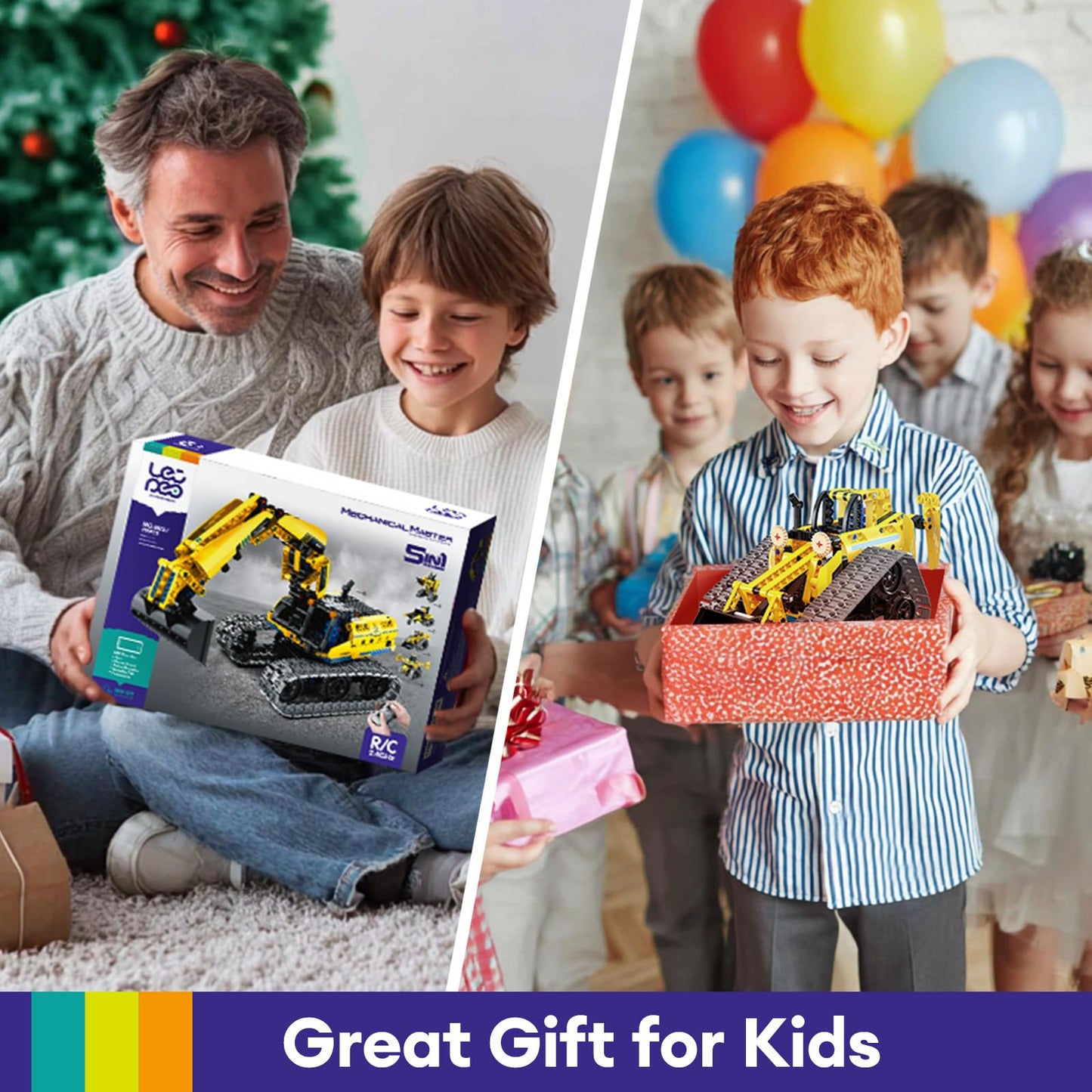 LECPOP 5-in-1 Building Toys STEM Robotics Kit — 430 PCS, RC Excavator, App & Remote Control (Ages 6–14)