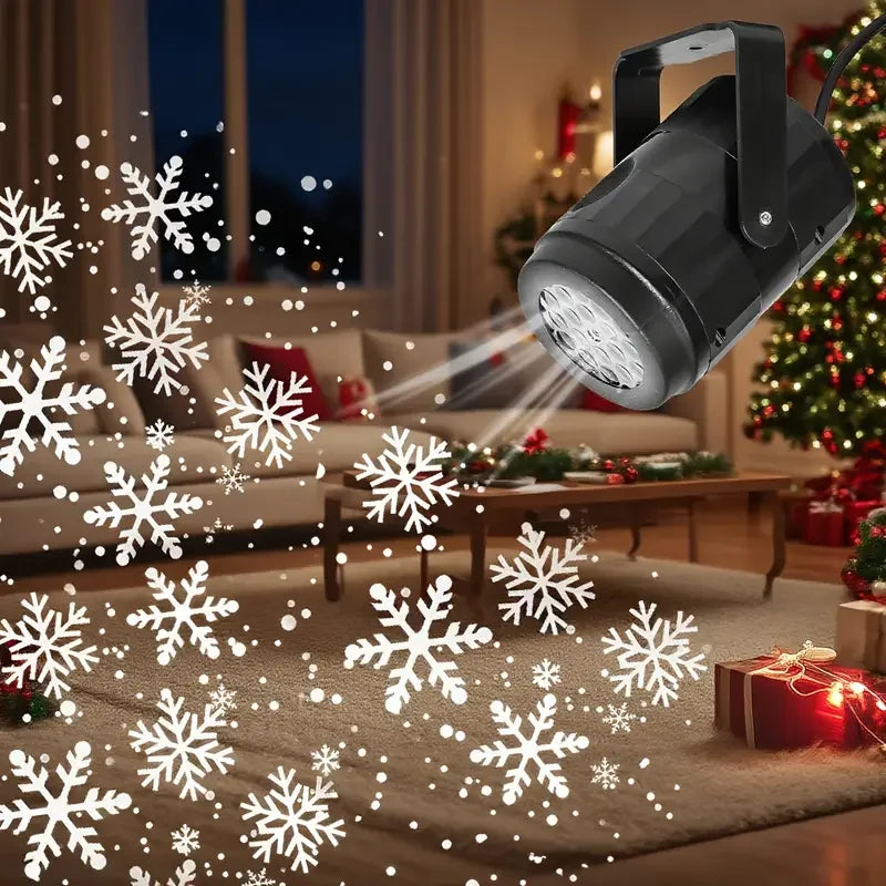 LED Snowflake Christmas Projector Light – Rotating USB Indoor Lamp