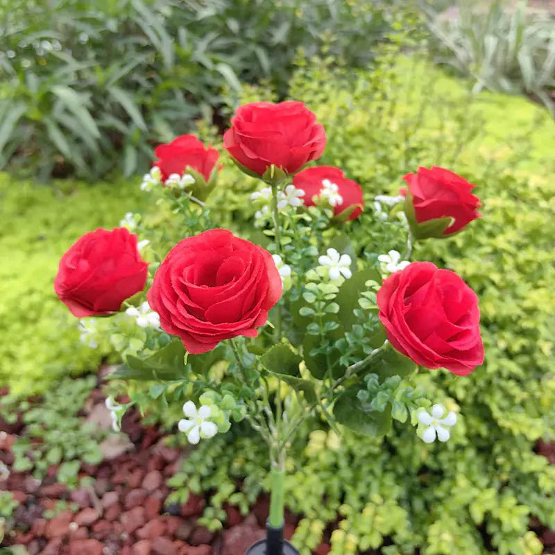 LED Solar Outdoor Garden Light with Dual-Color Roses